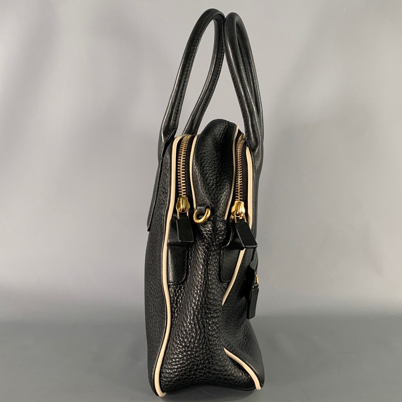 Marc Jacobs MARC JACOBS Size Black White Pebble Grain Leather Bags Size ONE SIZE - 3 Thumbnail