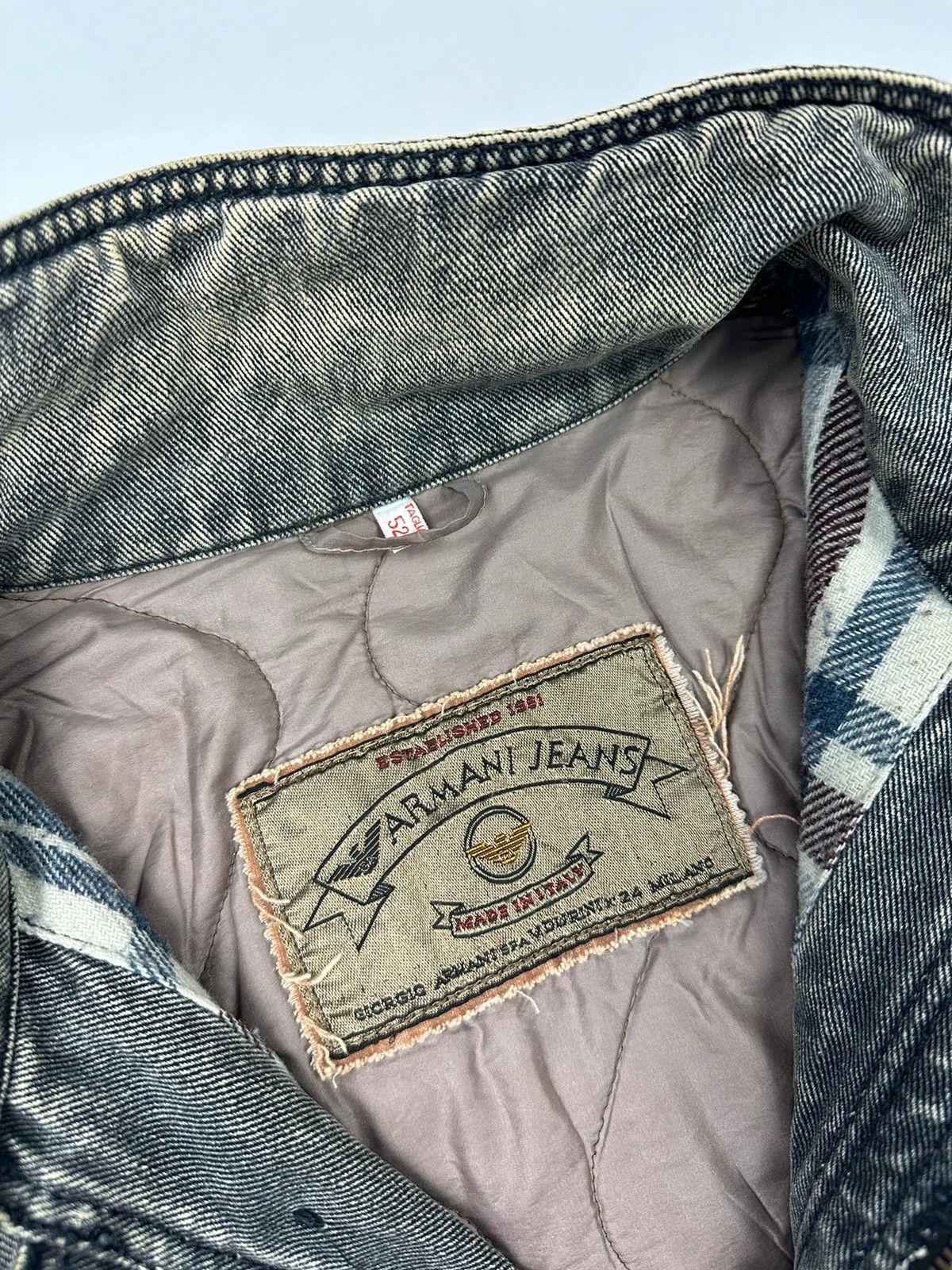 Armani Armani Jeans 90’s Heavy Grey Faded Denim Jacket Coat Size US L / EU 52-54 / 3 - 7 Thumbnail