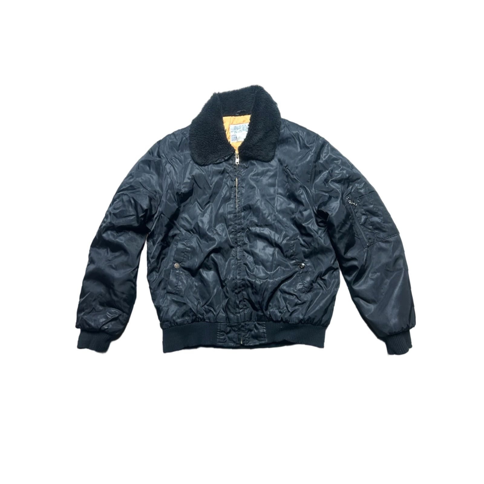 Sears VINTAGE Sears Bomber Jacket MA-1 Style Black Cropped Nylon Military Large Mens Size US L / EU 52-54 / 3 - 1 Thumbnail