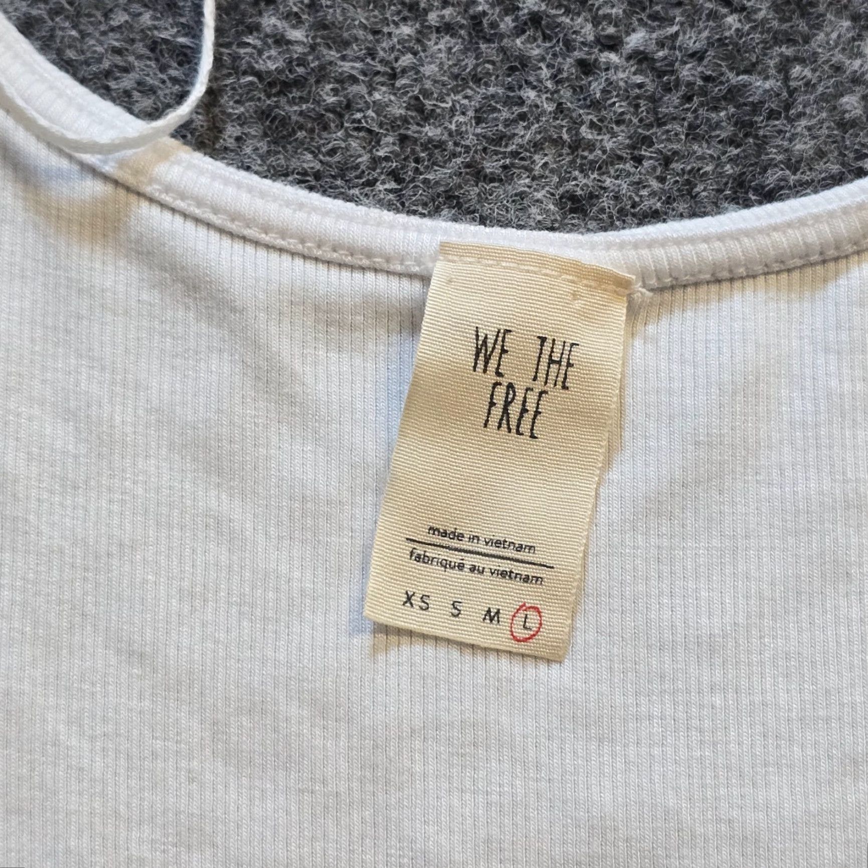 Free People Free People Blouse Shirt Womens Large White Ruffle Shoulder Ribbed Stretch Capsule Bohemian Basic Knit Cotton Scoop Neck Casual Sleeve Pullover Micro Size L / US 10 / IT 46 - 3 Thumbnail