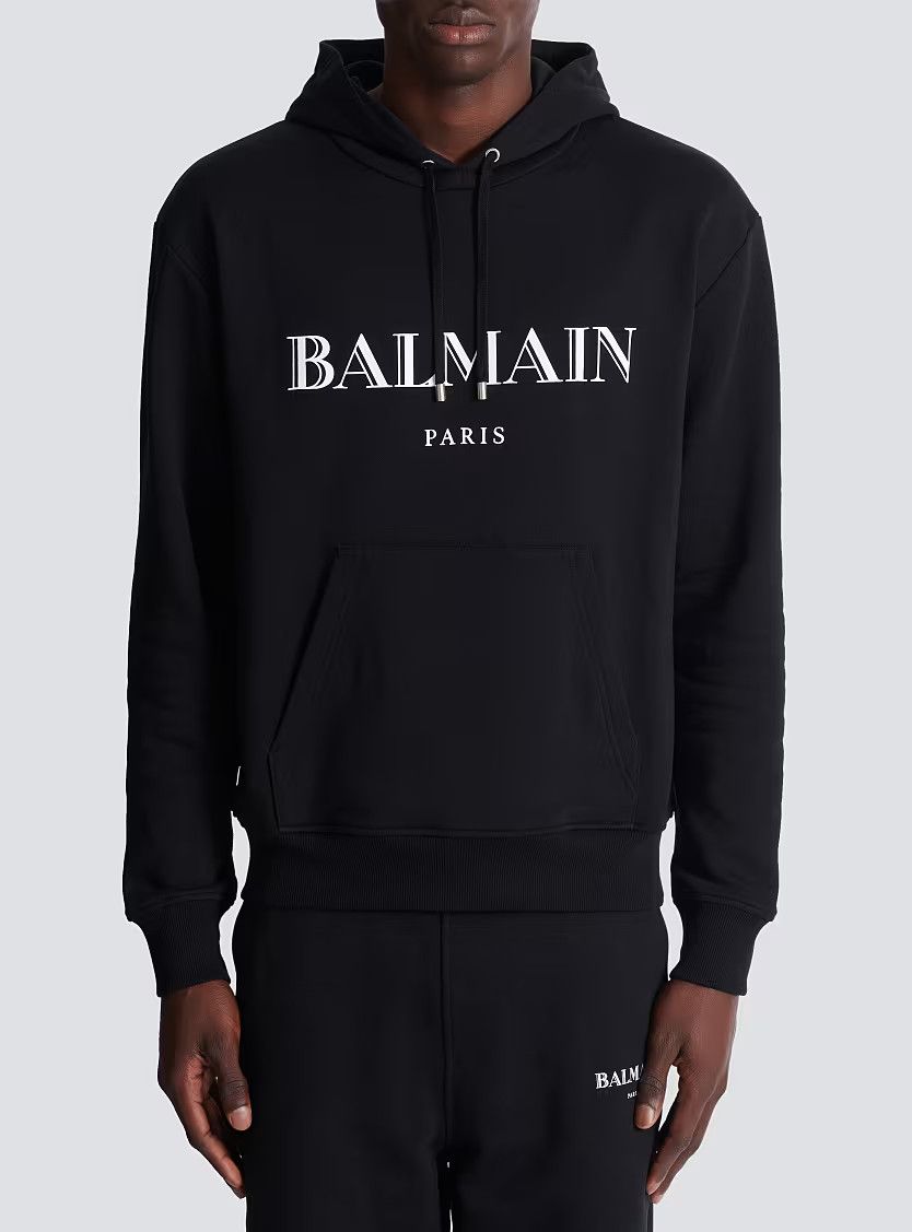 Balmain o1s1wg110925 Printed Hoodie in Black Size US XL / EU 56 / 4 - 4 Thumbnail