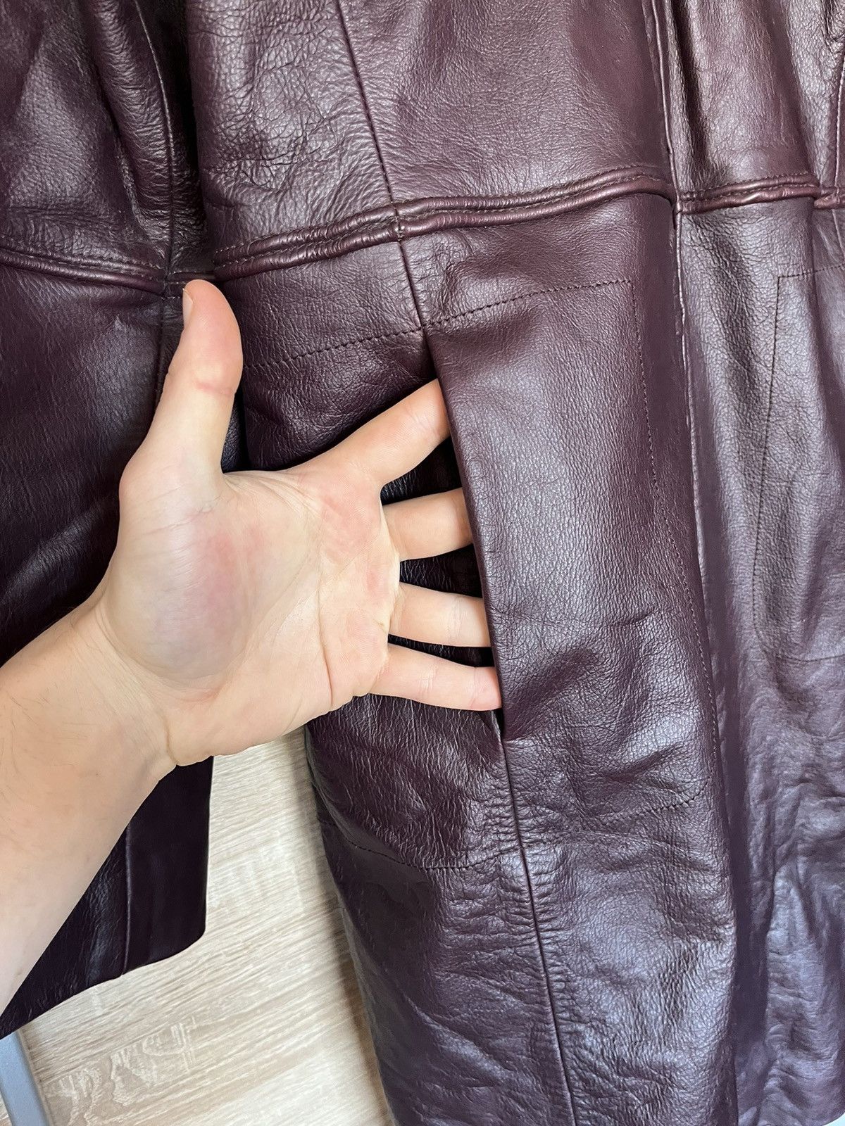 Giorgio Armani Vintage Y2K Giorgio Armani Womens Leather Coat Avant Garde Size L / US 10 / IT 46 - 5 Thumbnail