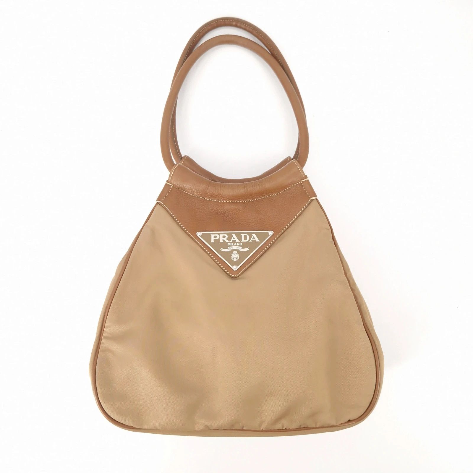 Prada Prada Big Logo Tessuto + Leather Hobo Bag Size ONE SIZE - 1 Thumbnail