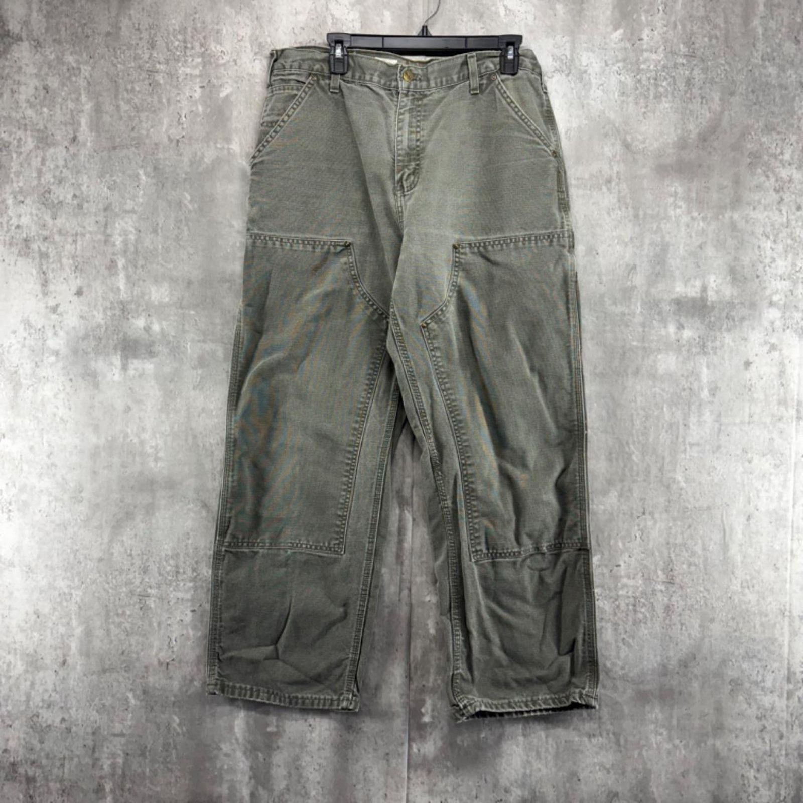 moss green carhartt double knee pants 34x30