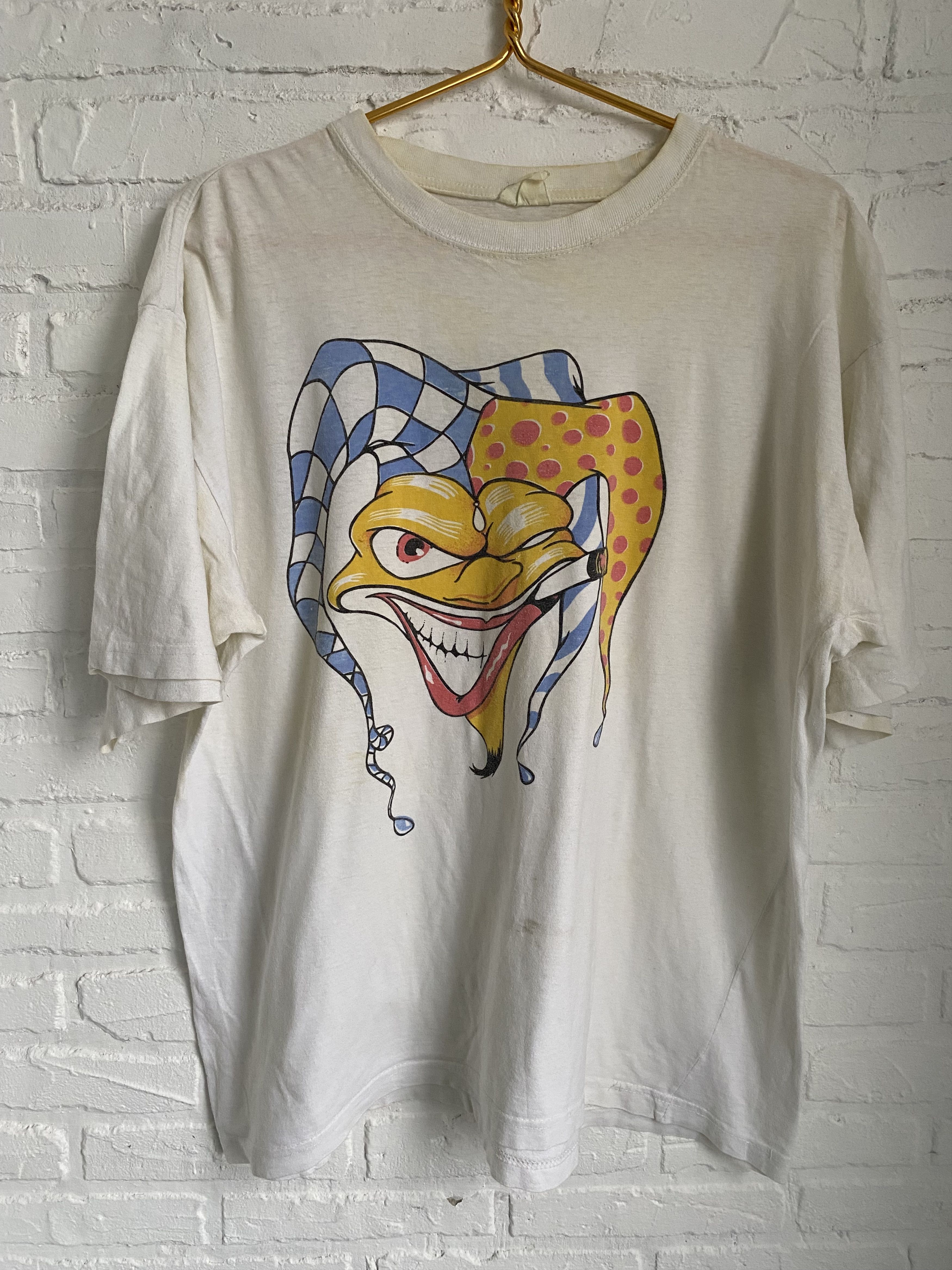 Band Tees × Vintage Vintage 90s Smoking Evil Jester t-shirt Size US M / EU 48-50 / 2 - 1 Thumbnail