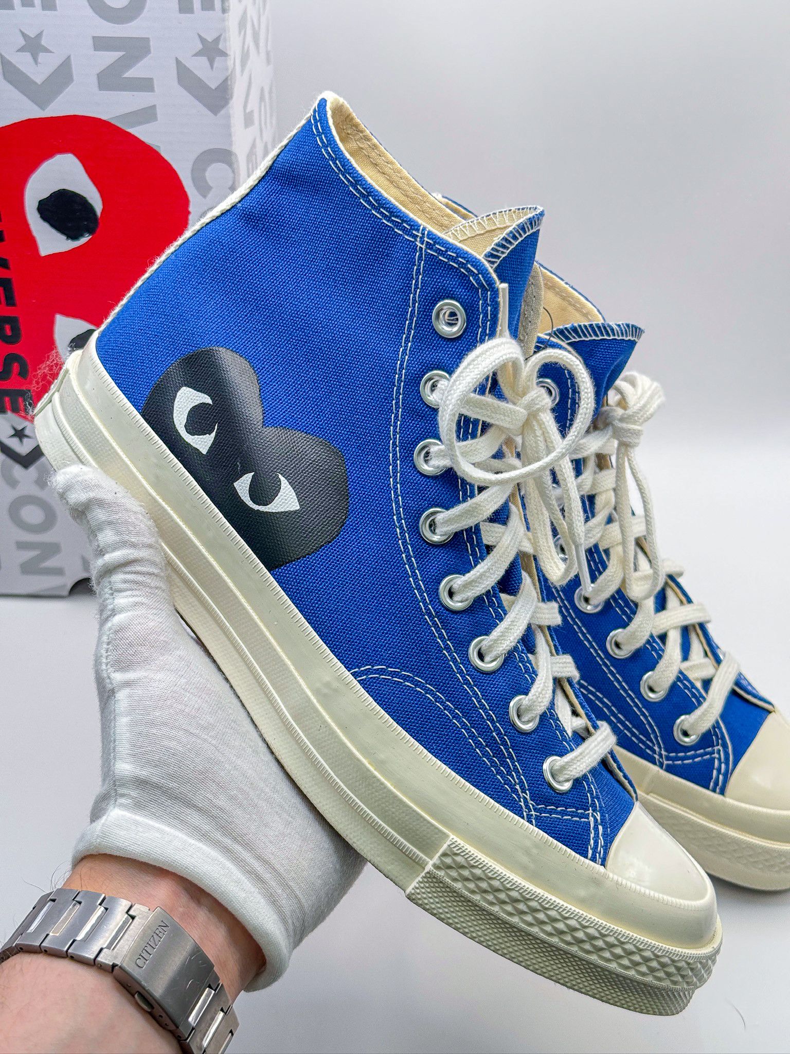 Comme des Garcons PLAY × Converse Converse x Comme des Garçons PLAY Chuck 70 High Blue Quartz Size US 8 / EU 41 - 2 Thumbnail