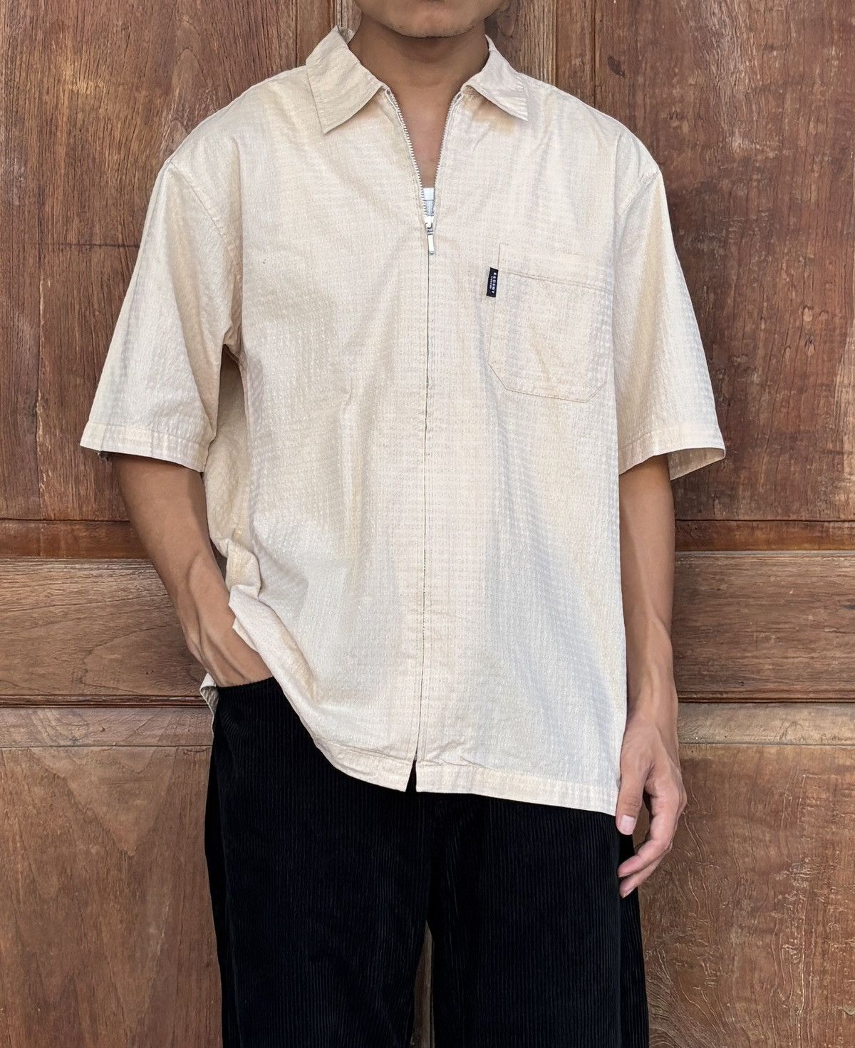Yohji Yamamoto FREE TAX! Ysaccs Zip Up Textured SS Shirt Size US L / EU 52-54 / 3 - 1 Thumbnail