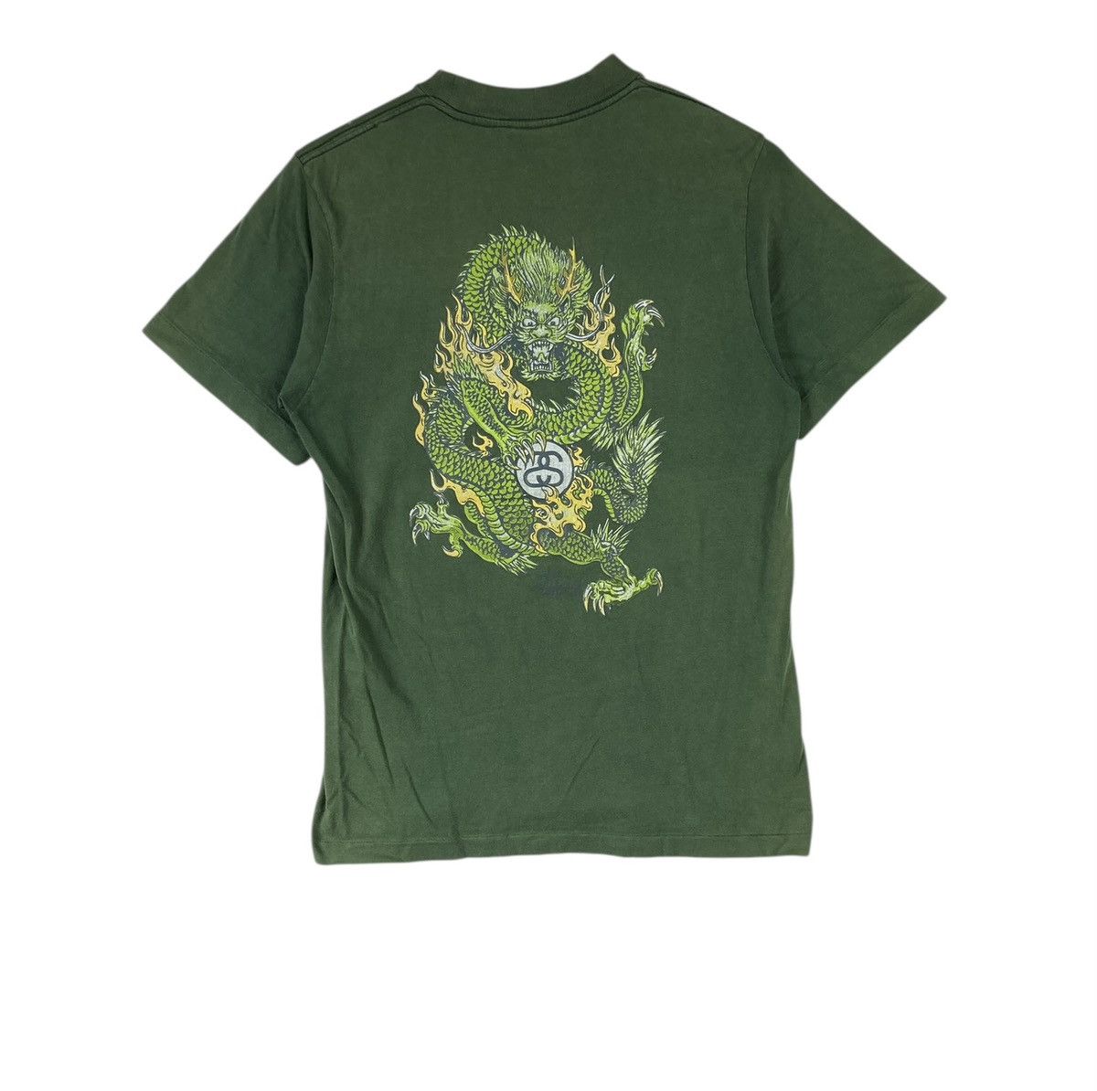 Stussy Vintage 90s Stussy Dragon Green Army Tee USA | Grailed