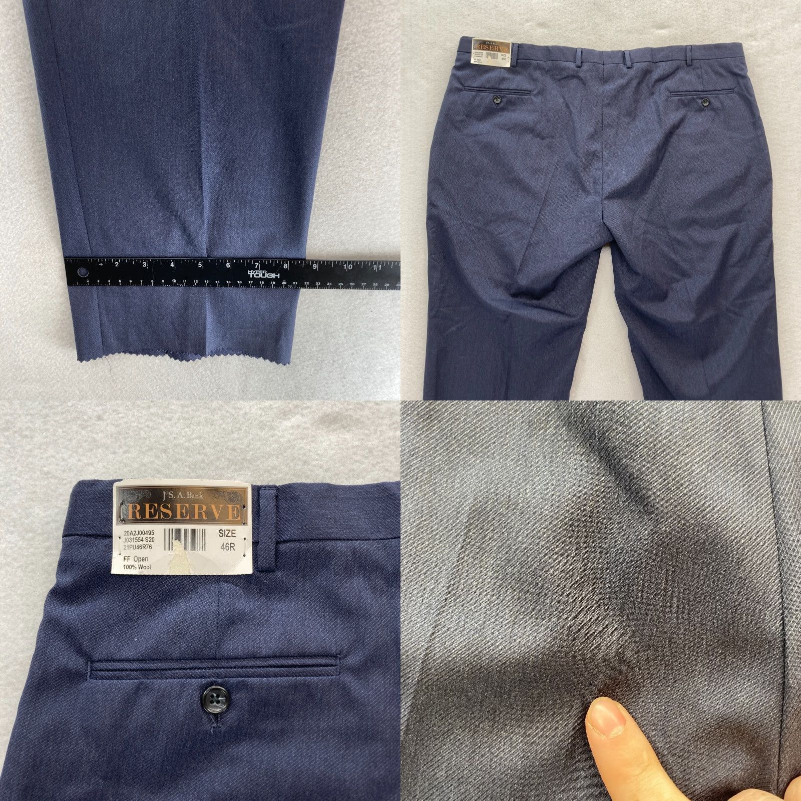 Jos. A. Bank Jos. A. Bank Reserve Dress Pants Mens 46R Navy Blue Wool Size US 30 / EU 46 - 9 Thumbnail