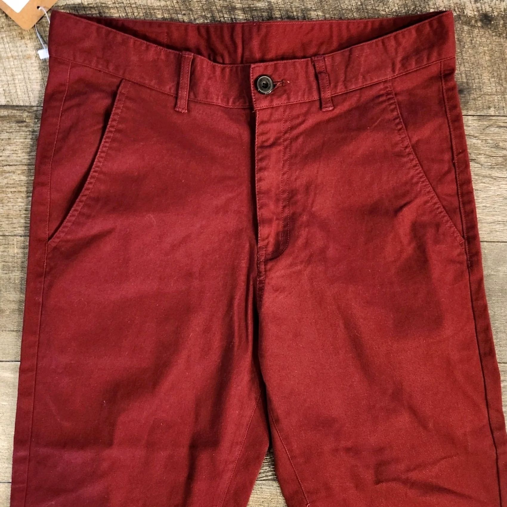 Vintage Plaid & Plain Chino Pants Mens 29x30 Skinny Stretchy Burgundy Red NWT Size US 29 - 5 Thumbnail