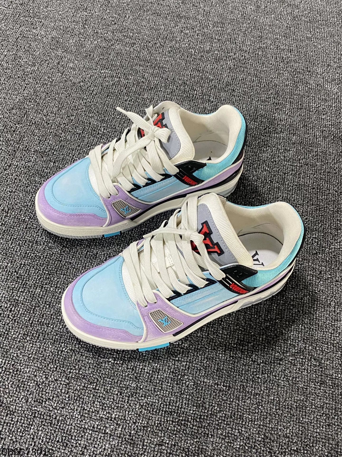 Louis Vuitton LV Trainer blue purple macaron 98 new 36.5 Size US 6 / IT 36 - 1 Thumbnail