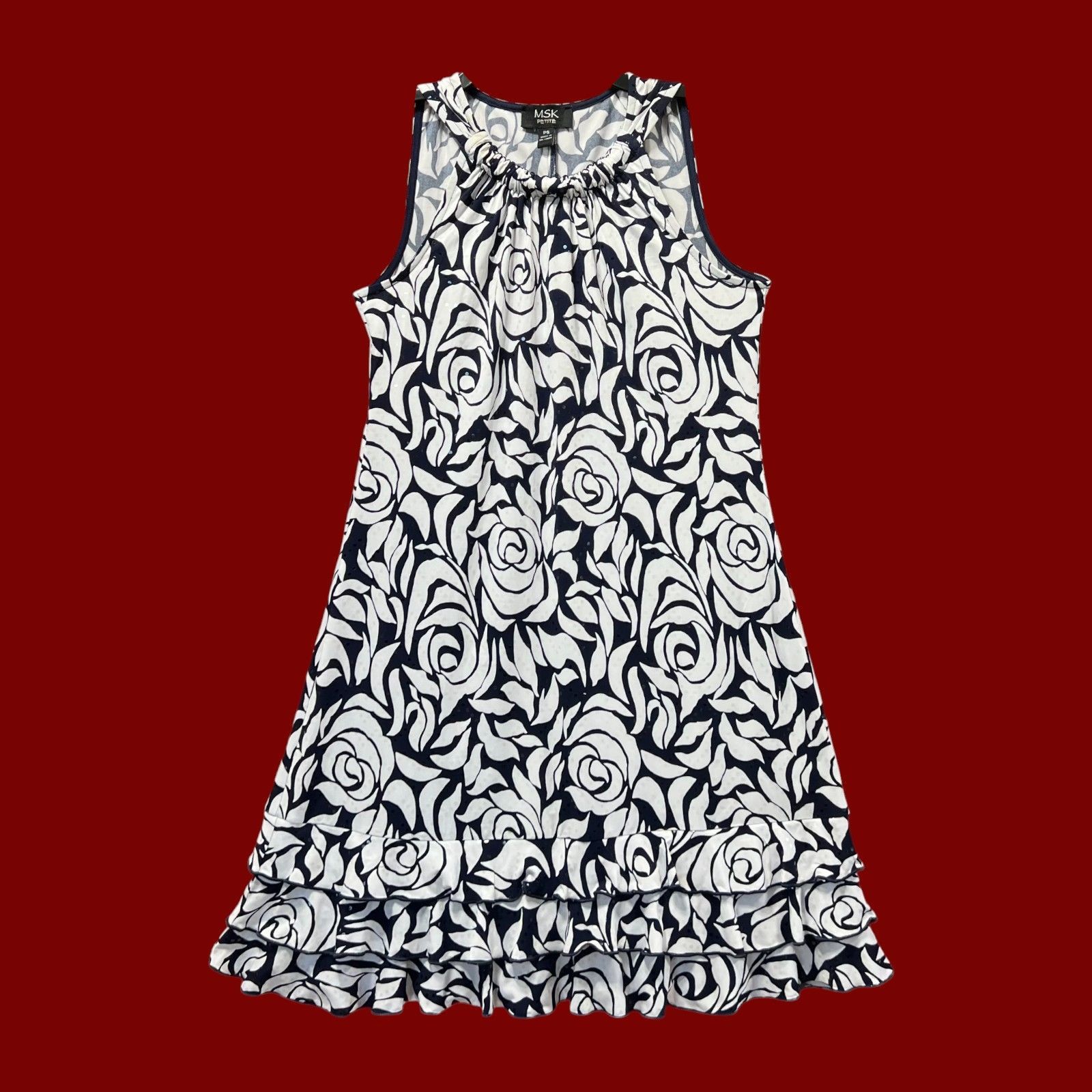 Other MSK - Women's Petite Floral Print Sleeveless Shirt Dress - N Size S / US 4 / IT 40 - 2 Thumbnail