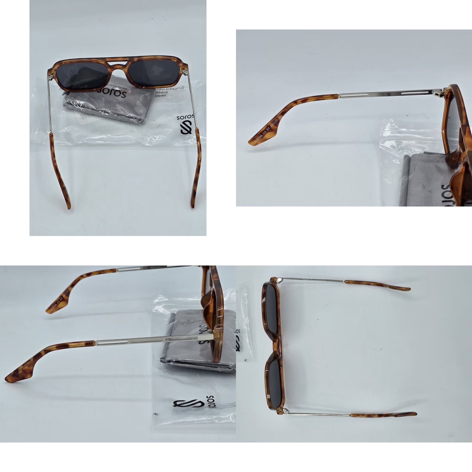 Frame Sojos SJ2186 C4 SY Tortoise Shell Sunglasses 55[]20 150 - Very Good Frame Men Aviator Plastic Lightweight Oversized Brown Lens 150 Temple Size ONE SIZE - 8 Thumbnail