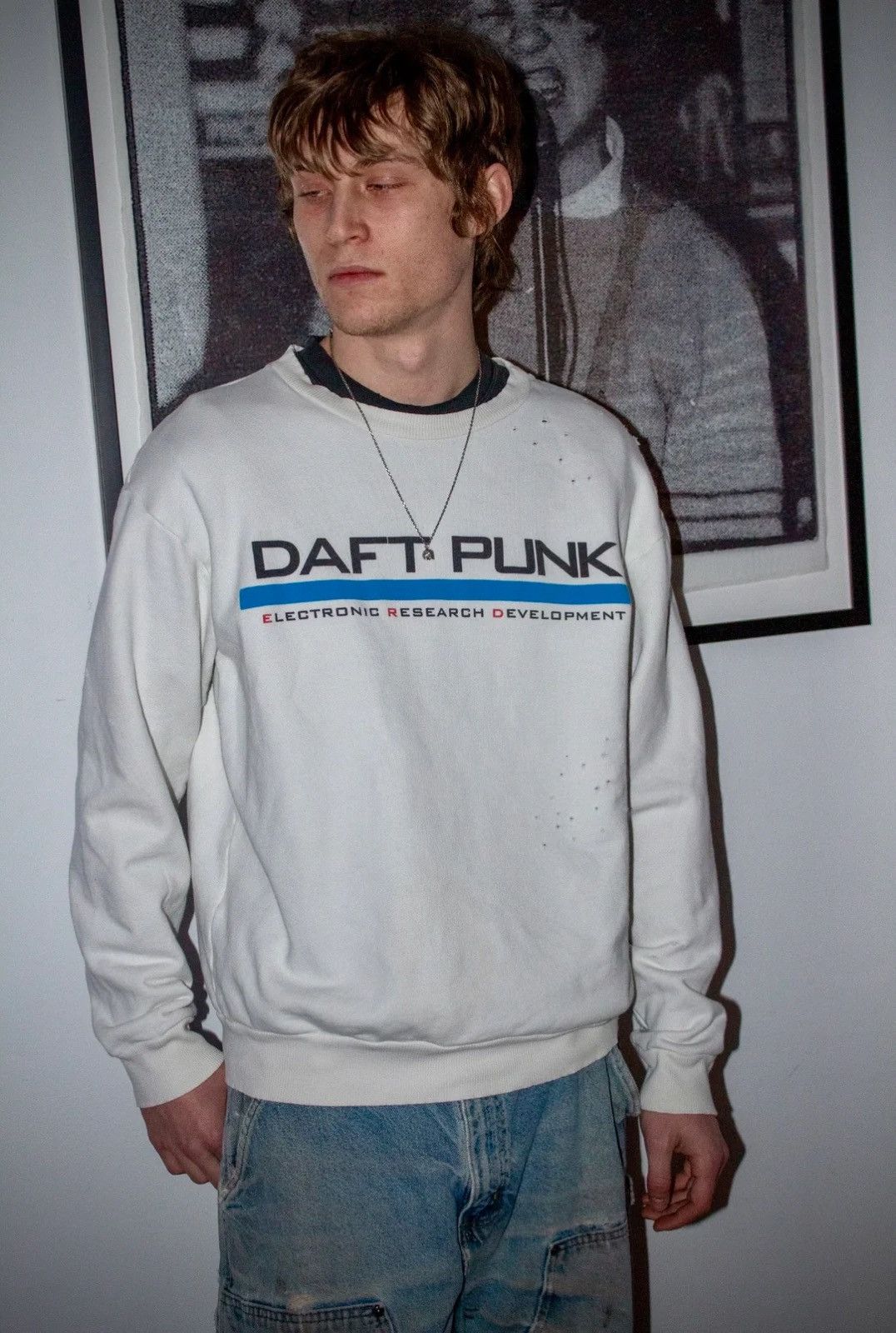 Enfants Riches Deprimes 🚭GRAIL🚭 1/25 DAFT PUNK "ELECTRONIC RESEARCH DEV" CREWNECK Size US XL / EU 56 / 4 - 2 Thumbnail