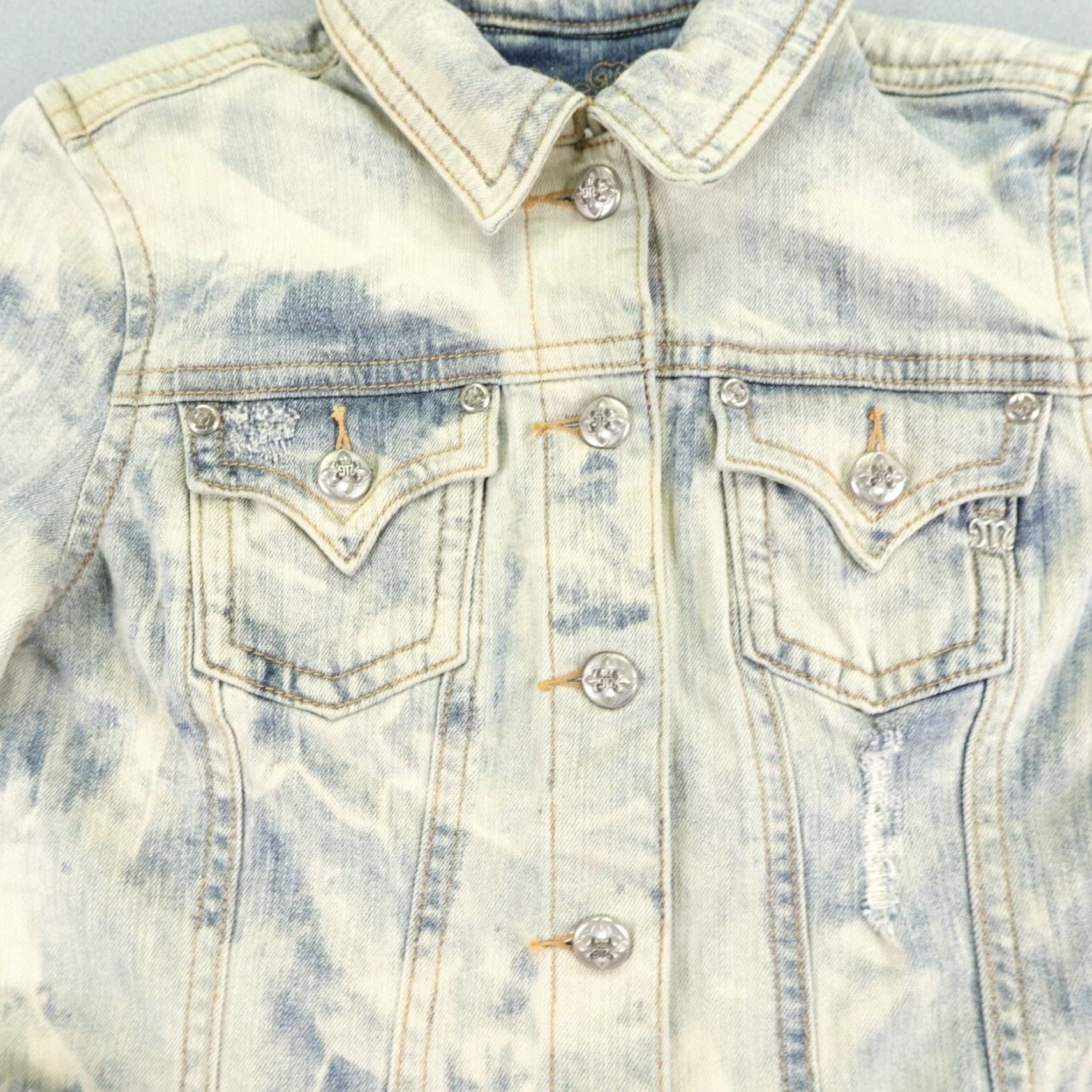 Miss Me Miss Me Denim Jacket Womens M Blue Light Wash Trucker Button Up Casual Outdoor 90s Womens? Size 32" / US 10 / IT 46 - 3 Thumbnail