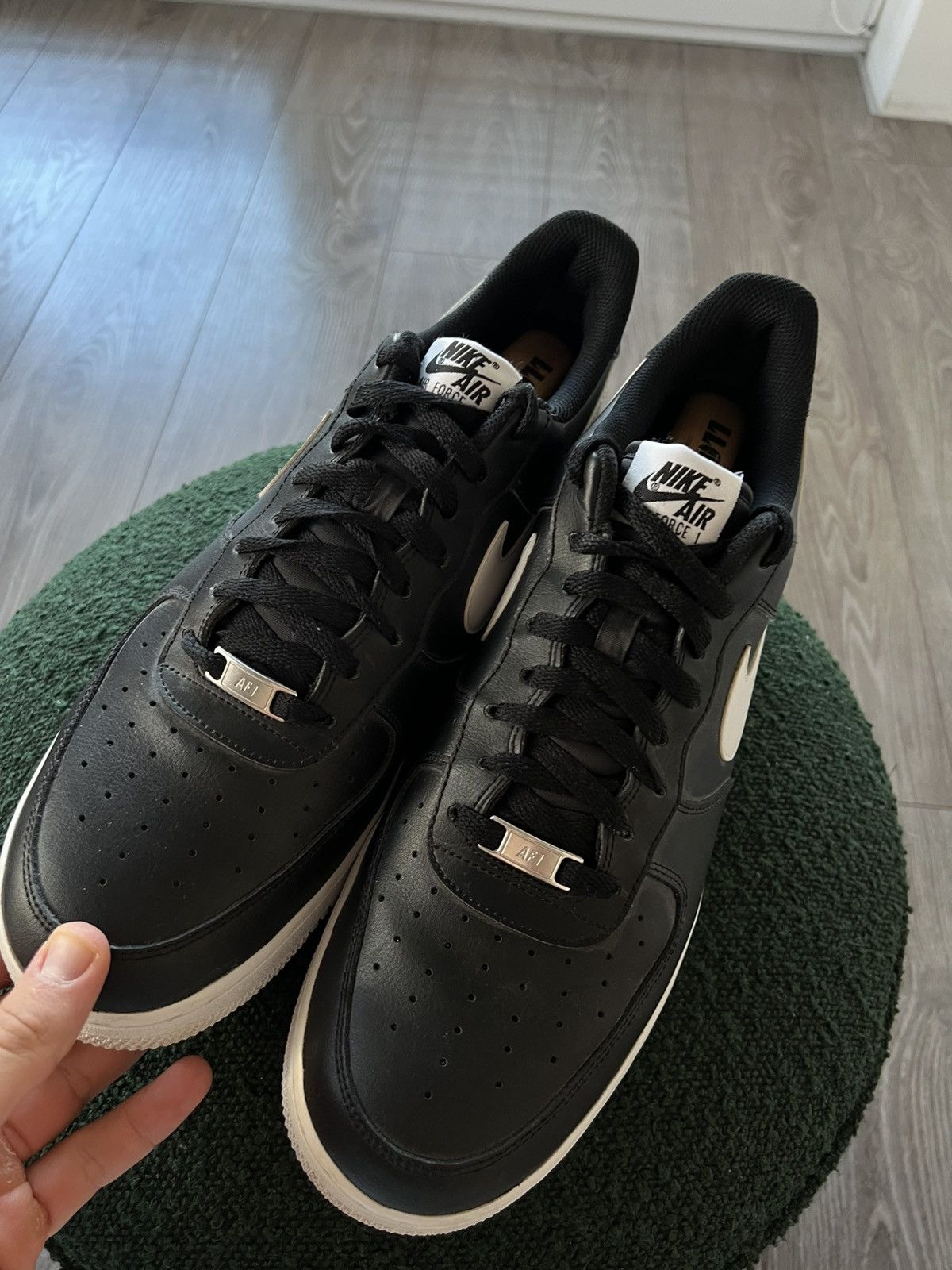 Nike ‼️Nike Air Force 1 ‘07 AN20 Black Leather White Logo Sneakers Size US 13 / EU 46 - 11 Thumbnail
