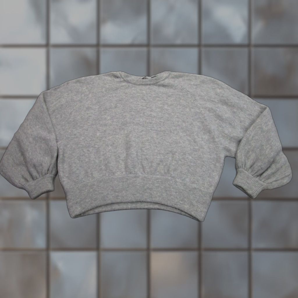 J.Crew J.Crew Sweater Womens M Gray Balloon Sleeve Cropped Alpaca Knit Pullover Size M / US 6-8 / IT 42-44 - 1 Thumbnail
