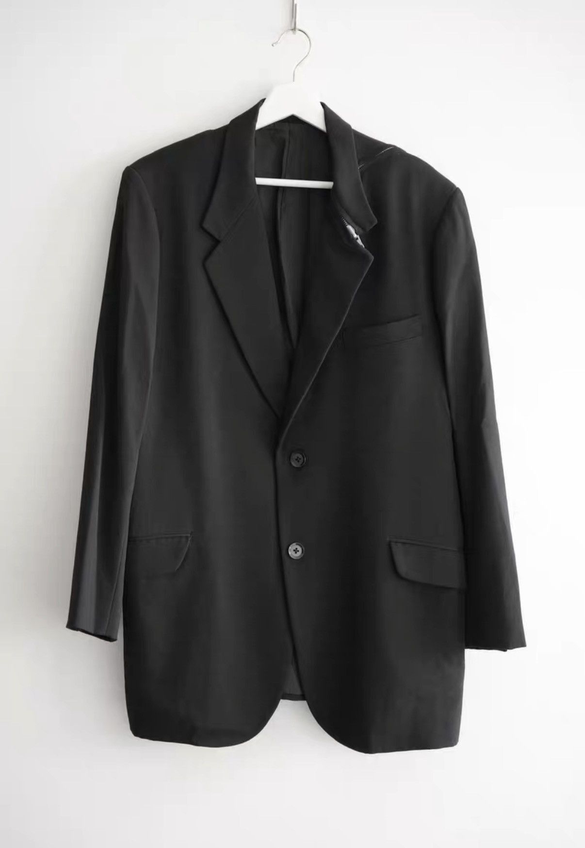Yohji Yamamoto Black Single-Breasted Blazer with Pockets Size US L / EU 52-54 / 3 - 1 Thumbnail