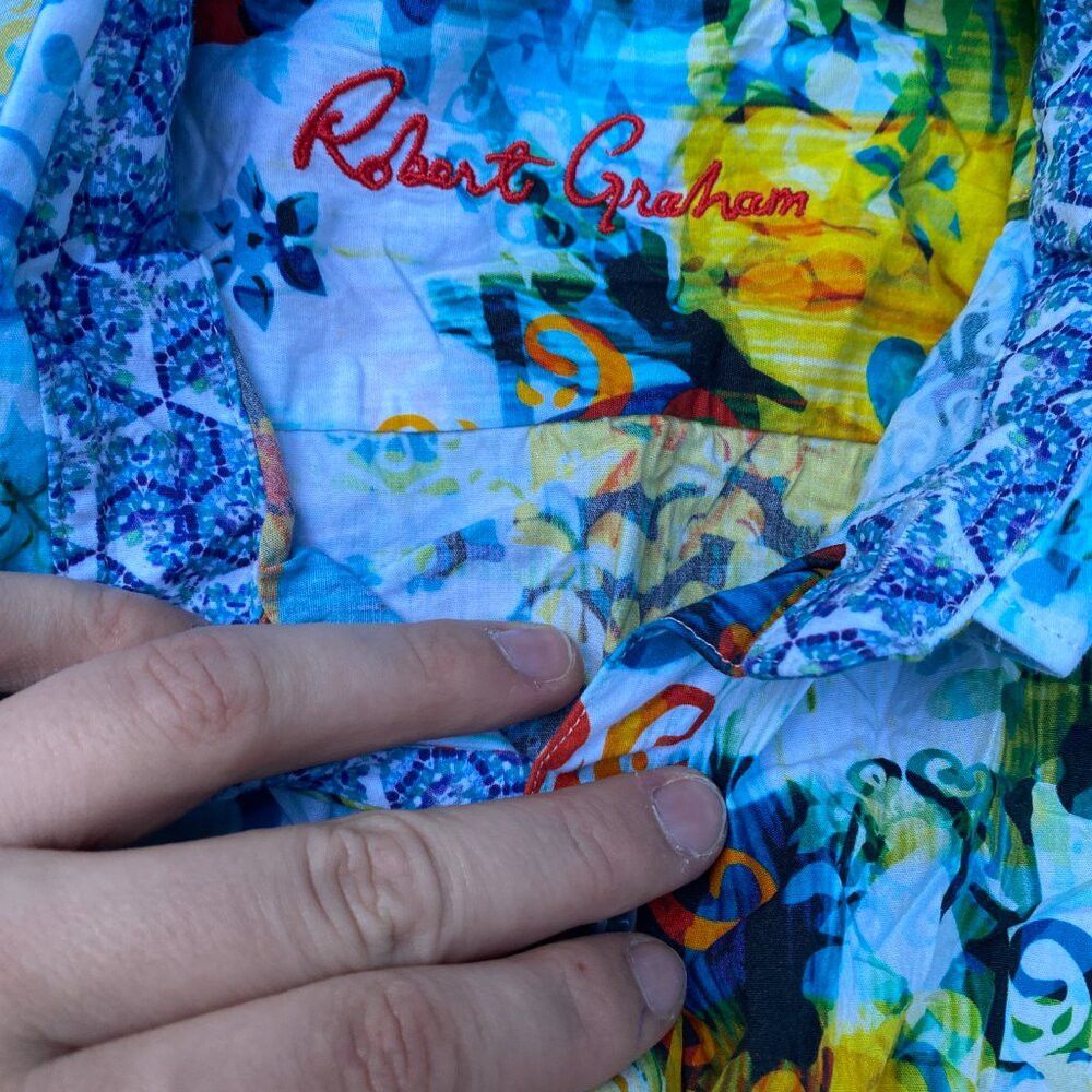 Robert Graham RARE Robert Graham Tropical Storm Floral Button Up Shirt Ca Size US XL / EU 56 / 4 - 5 Thumbnail