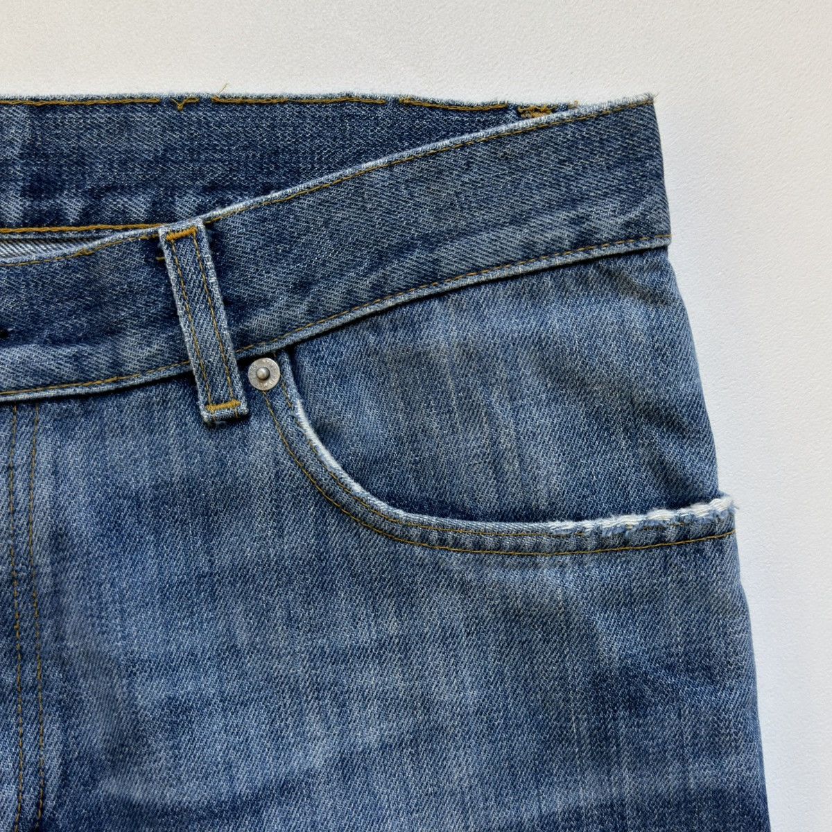 Helmut Lang OG ‘Thrashed Whiskered’ Blue Denim Jeans Size US 34 / EU 50 - 5 Thumbnail