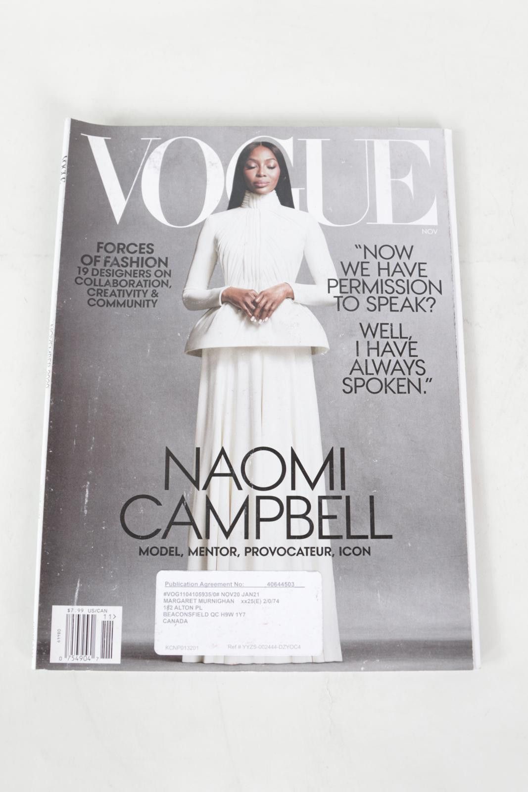 Vogue 2020's Vogue November Naomi Campbell Magazine Size ONE SIZE - 1 Thumbnail