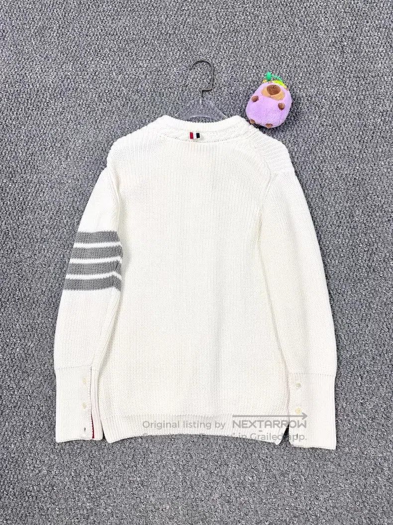 Thom Browne Thom Browne White classic four-striped single-breasted kni Size XS / US 0-2 / IT 36-38 - 2 Thumbnail