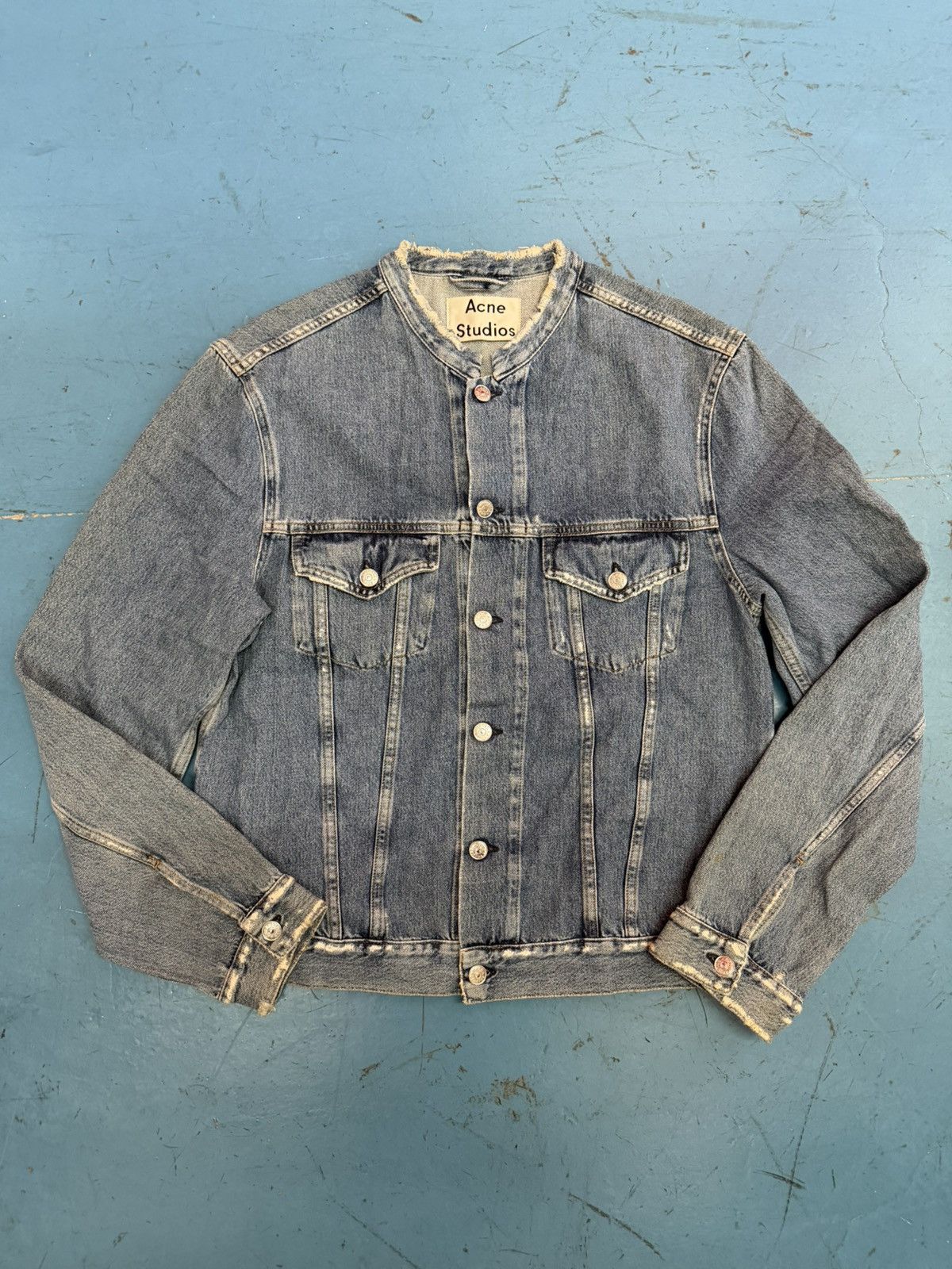 Acne Studios ACNE STUDIOS COLLARLESS DENIM JACKET Size US L / EU 52-54 / 3 - 1 Thumbnail