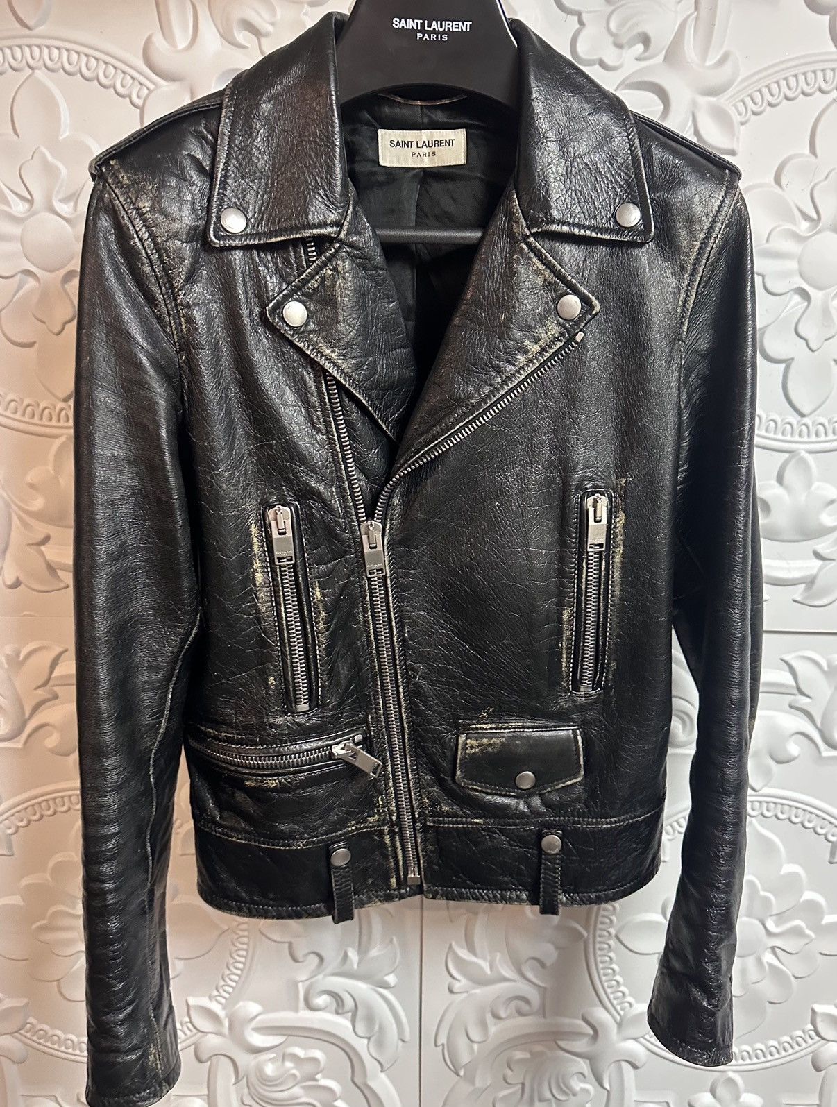Saint Laurent Paris FW16 Saint Laurent L01 Distressed Biker Jacket Hedi Slimane Size US XS / EU 42 / 0 - 6 Thumbnail
