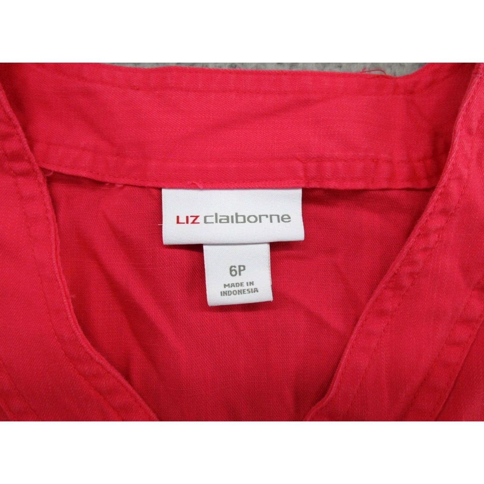 Liz Claiborne Liz Claiborne Shirt Dress Pink 6P Petite Lyocell Tencel Blend Short Sleeve Floral Button Front Midi Womens Size M / US 6-8 / IT 42-44 - 4 Thumbnail