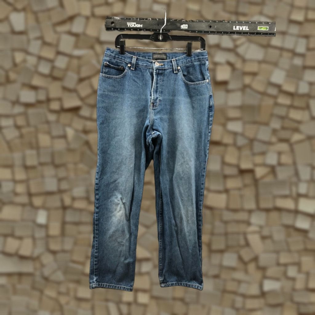 Denime Relativity Jeans Straight Womens Mid Rise Blue Denim Size 12 Short Regular 27in 5-Pocket Classic Modern Size 34" / US 12 / IT 48 - 1 Thumbnail