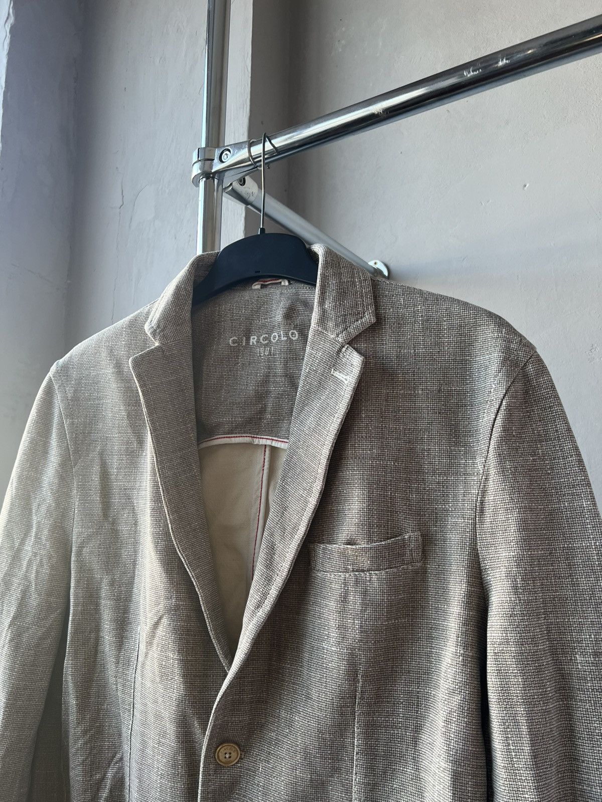Circolo 1901 CIRCOLO 1901 STRETCH MENS GRAY BEIGE SOLID BLAZER JACKET 56 Size 54L - 6 Thumbnail