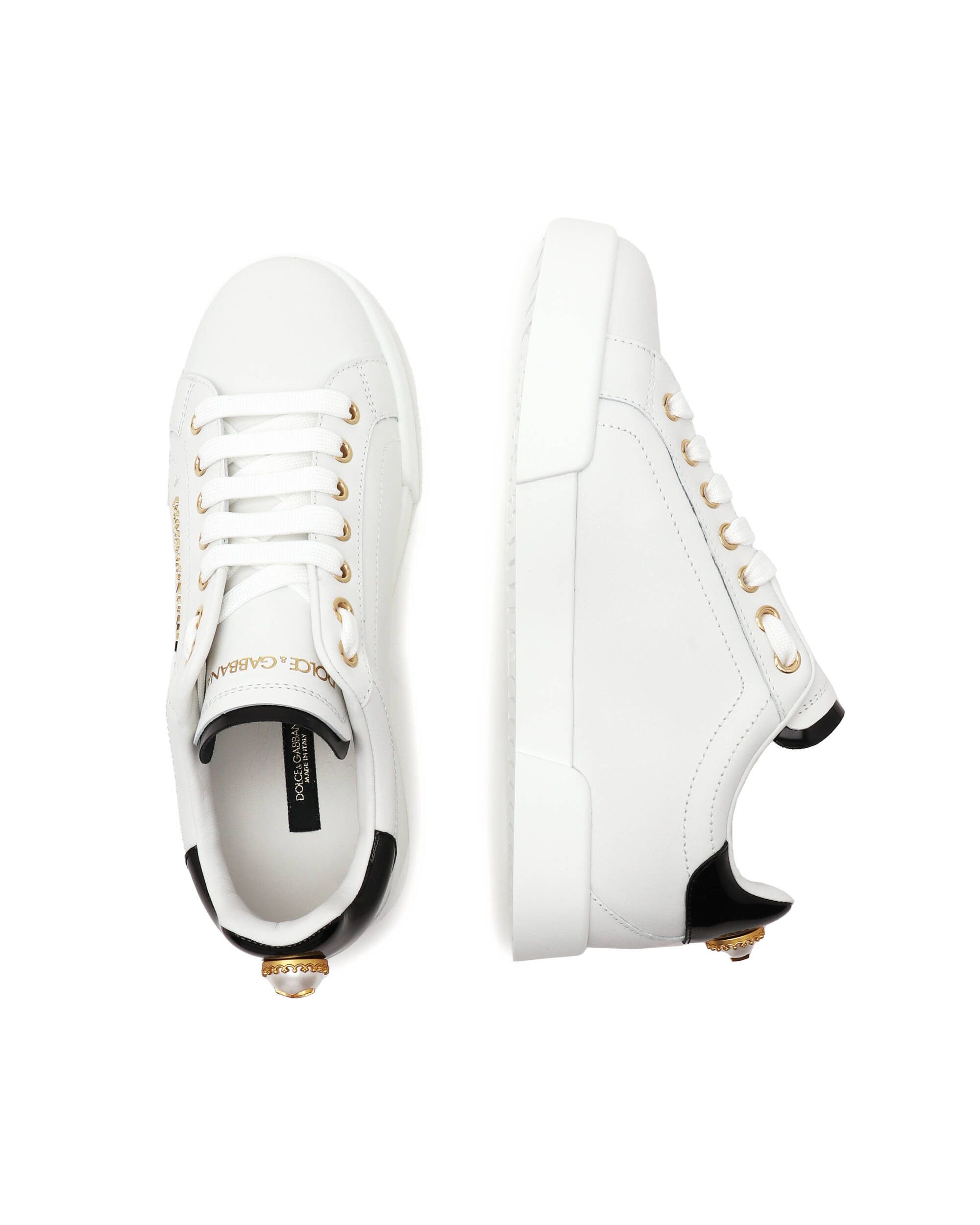 Dolce & Gabbana o1s22i1n0225 Calfskin Portofino Sneakers in White Size US 11 / IT 41 - 4 Thumbnail