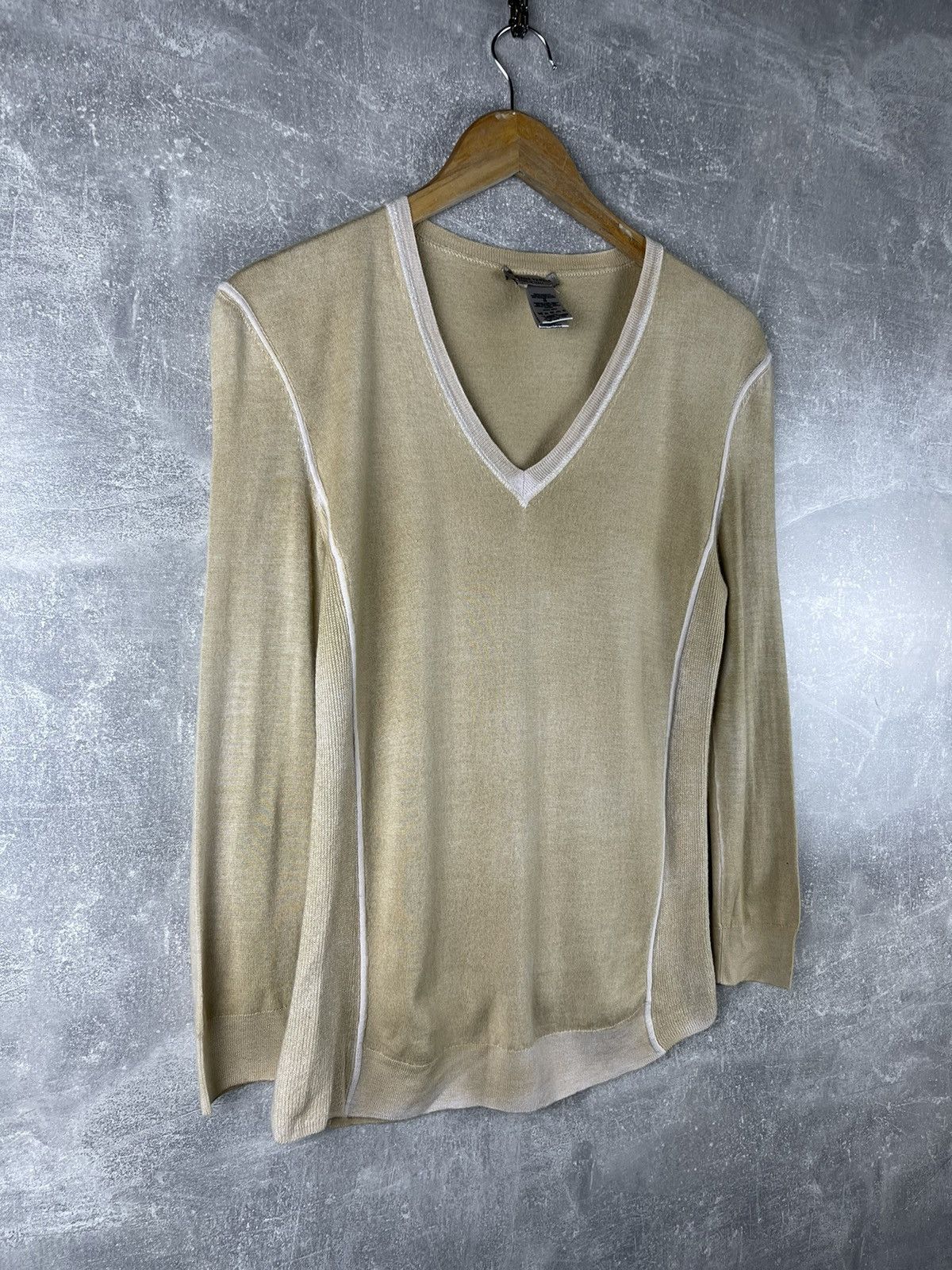 Bottega Veneta Bottega Veneta V Neck Knit Sweater Early 2000s Beige Size L / US 10 / IT 46 - 3 Thumbnail