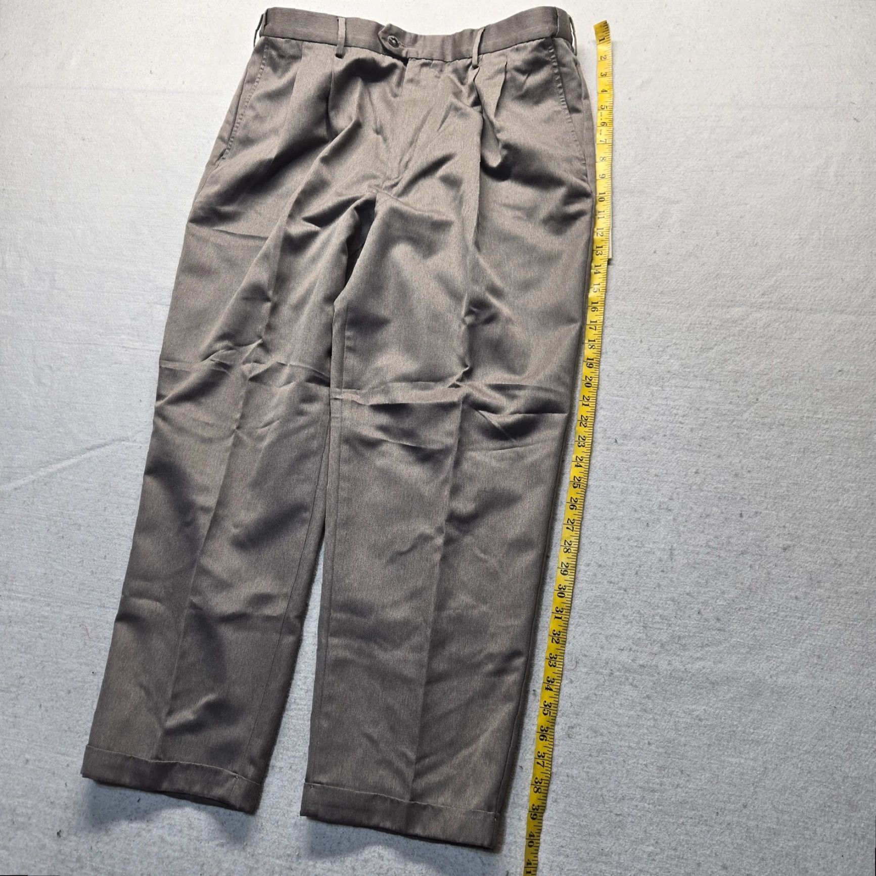 George George Pants Adult Men Solid Gray Chino Dress 38 x 30 Cotton Size US 38 / EU 54 - 7 Thumbnail