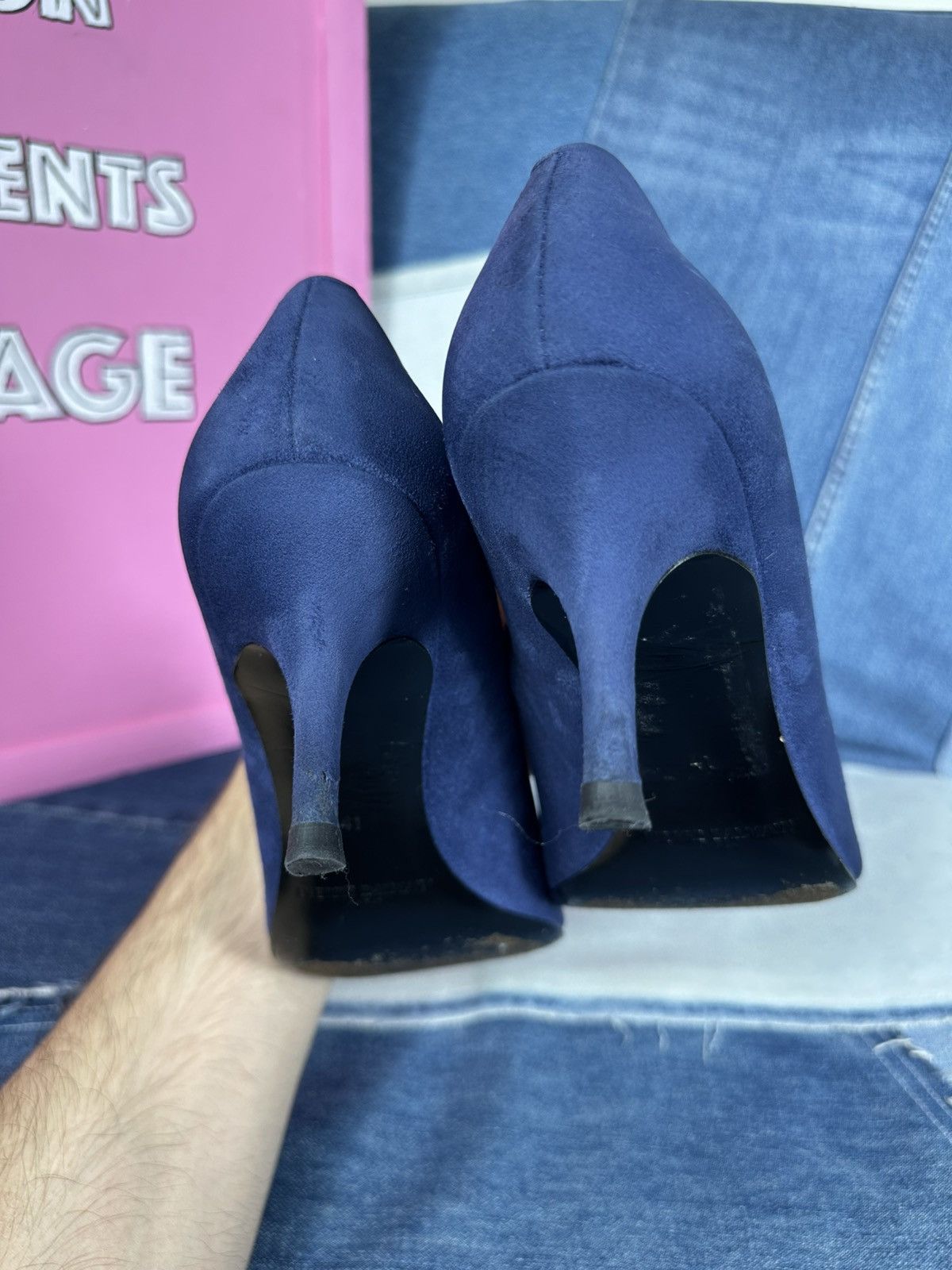 Pierre Balmain Pierre Balmain Heels Suede Blue Shoes Gold Hardware Pins Size US 11 / IT 41 - 20 Thumbnail