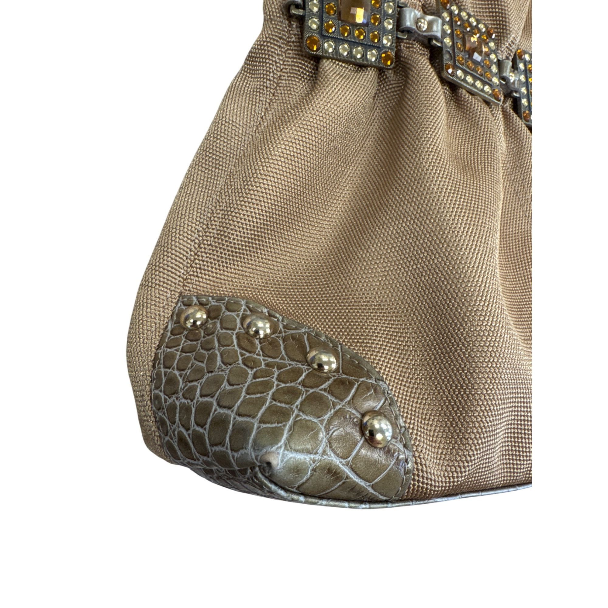 Designer Kathy Van Zeeland Womens Gold Retro jeweled Hobo Handbag SK Size ONE SIZE - 5 Thumbnail