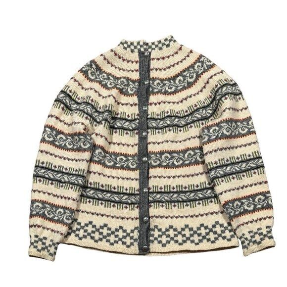 Nordic store Fair Isle Cardigan Handmade Wool