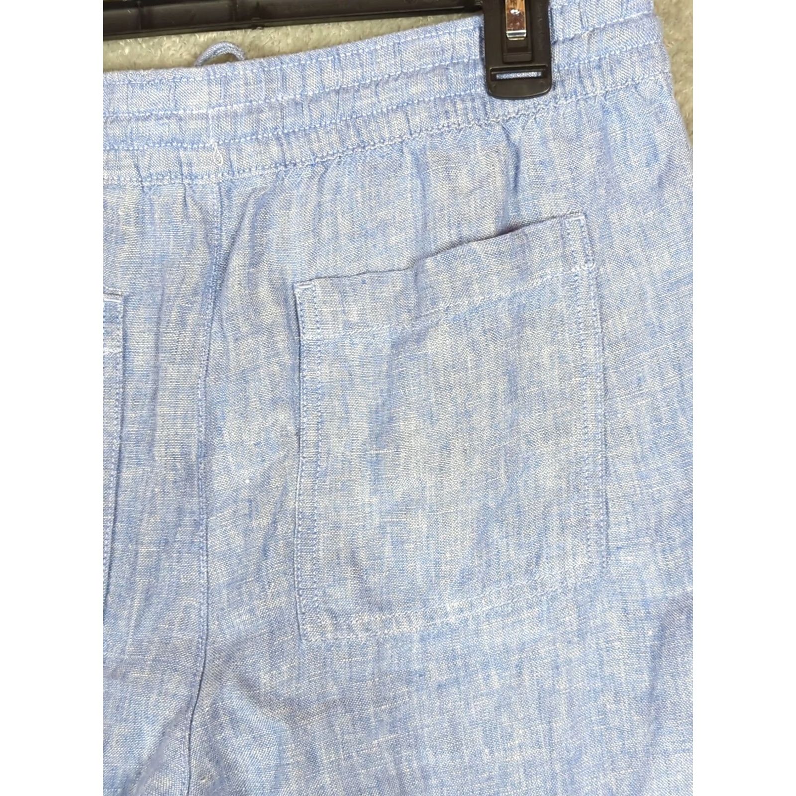 Lands' End Lands' End Linen Blend Pants Women 6 Wide-Leg Pull On Elastic Waist Pockets Blue Beach Coastal Grandma Casual Travel Vintage: No Size 28" / US 6 / IT 42 - 6 Thumbnail
