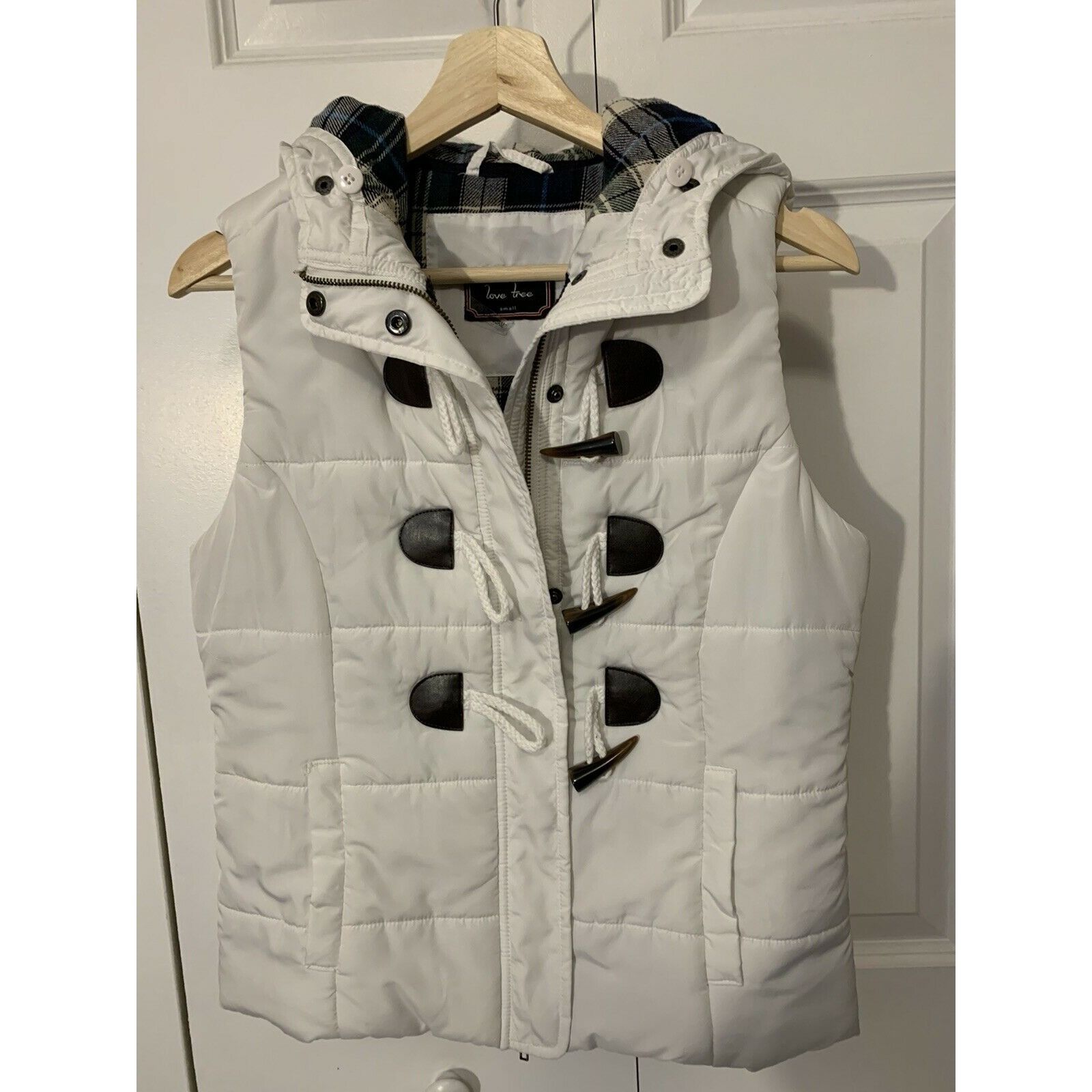 Other Love Tree white plaid lined women’s Sz S zipper closure hood Size S / US 4 / IT 40 - 1 Thumbnail