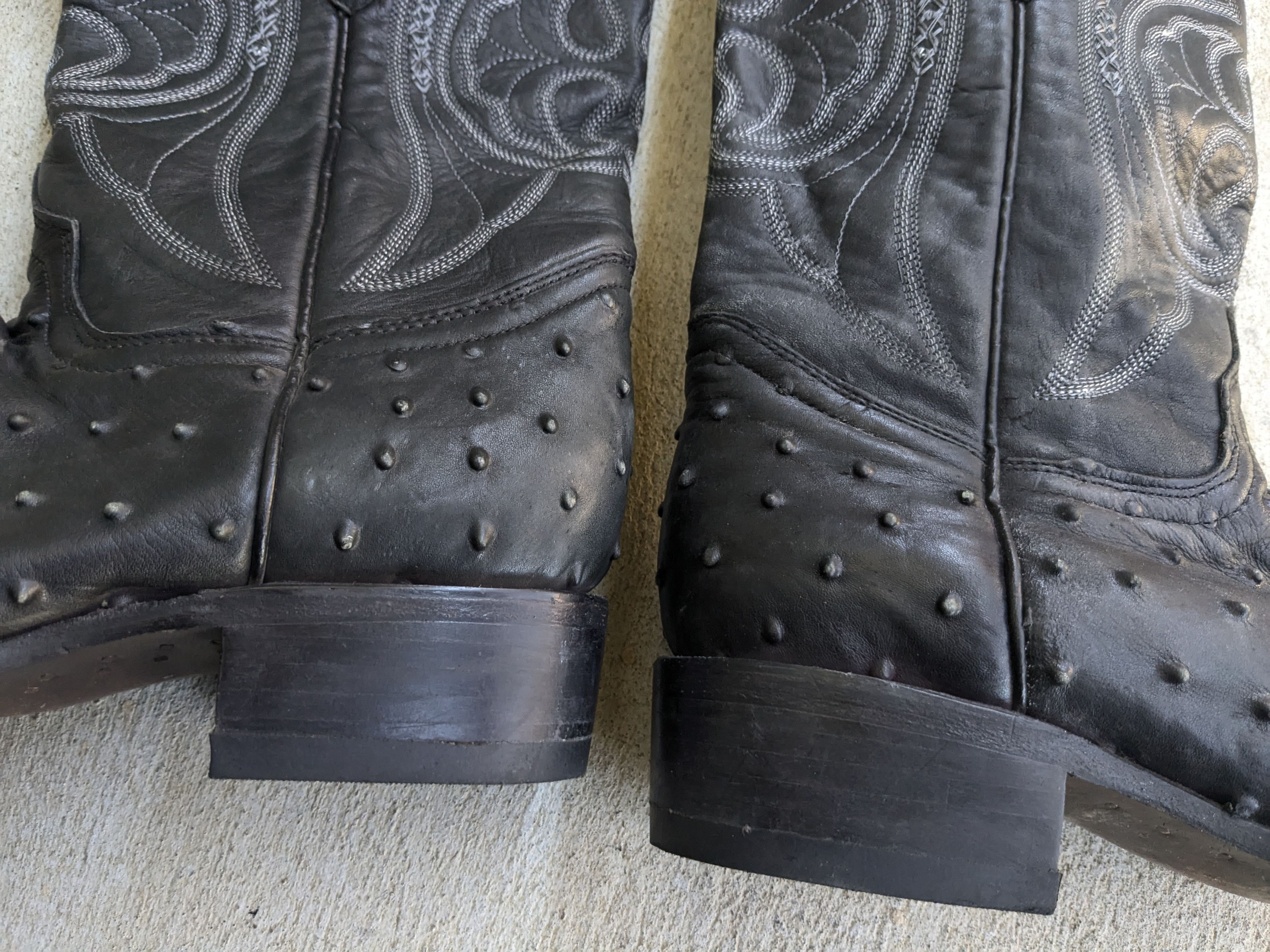 Genuine Leather × Vintage Vintage Cowboy Boots Ostrich Leather Black 7 Size US 7 / EU 40 - 9 Thumbnail