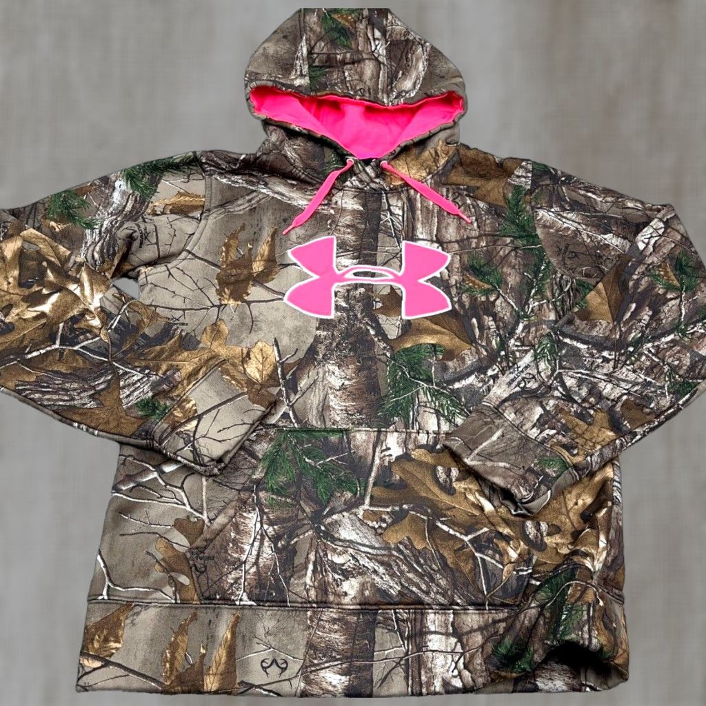 Under Armour Under Armour Hoodie Women M Camo Realtree Pink Logo Sweatshirt Cold Gear Brown Camouflage All Seasons Hooded Pockets Logo Embroidered Relaxed Regular Size M / US 6-8 / IT 42-44 - 1 Thumbnail