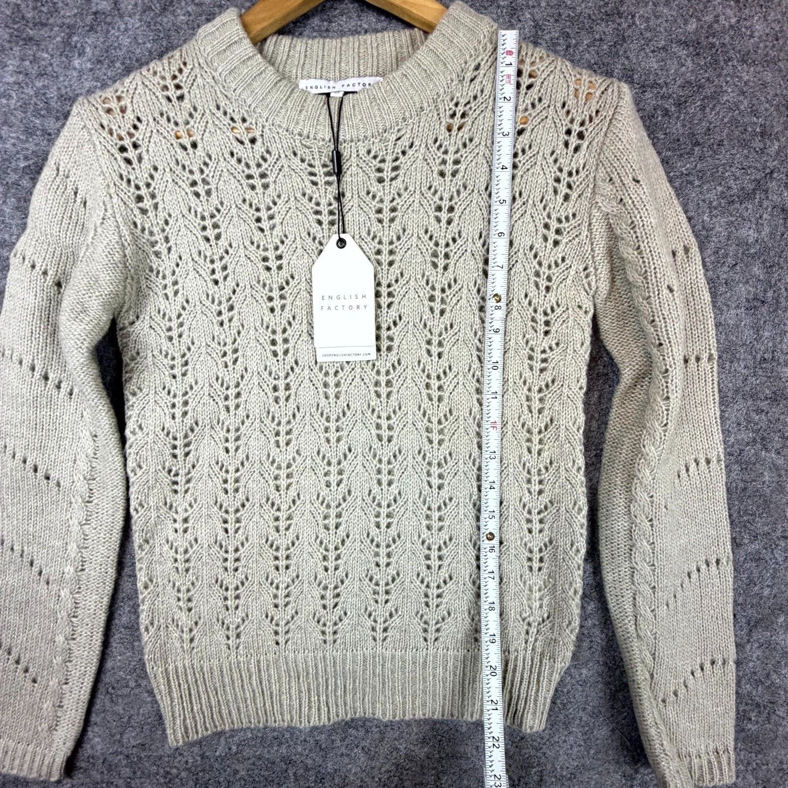 English Factory English Factory Fuzzy Knit Sweater XS Heather Gray Eyelet Size XS / US 0-2 / IT 36-38 - 5 Thumbnail