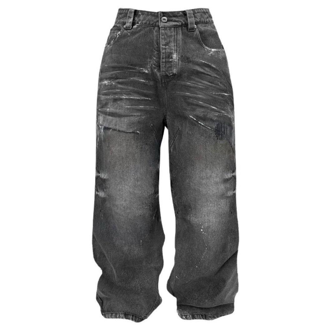 Other Balenciaga Style Vintage Painted Baggy Wide-leg Denim Jeans Size US 30 / EU 46 - 1 Thumbnail