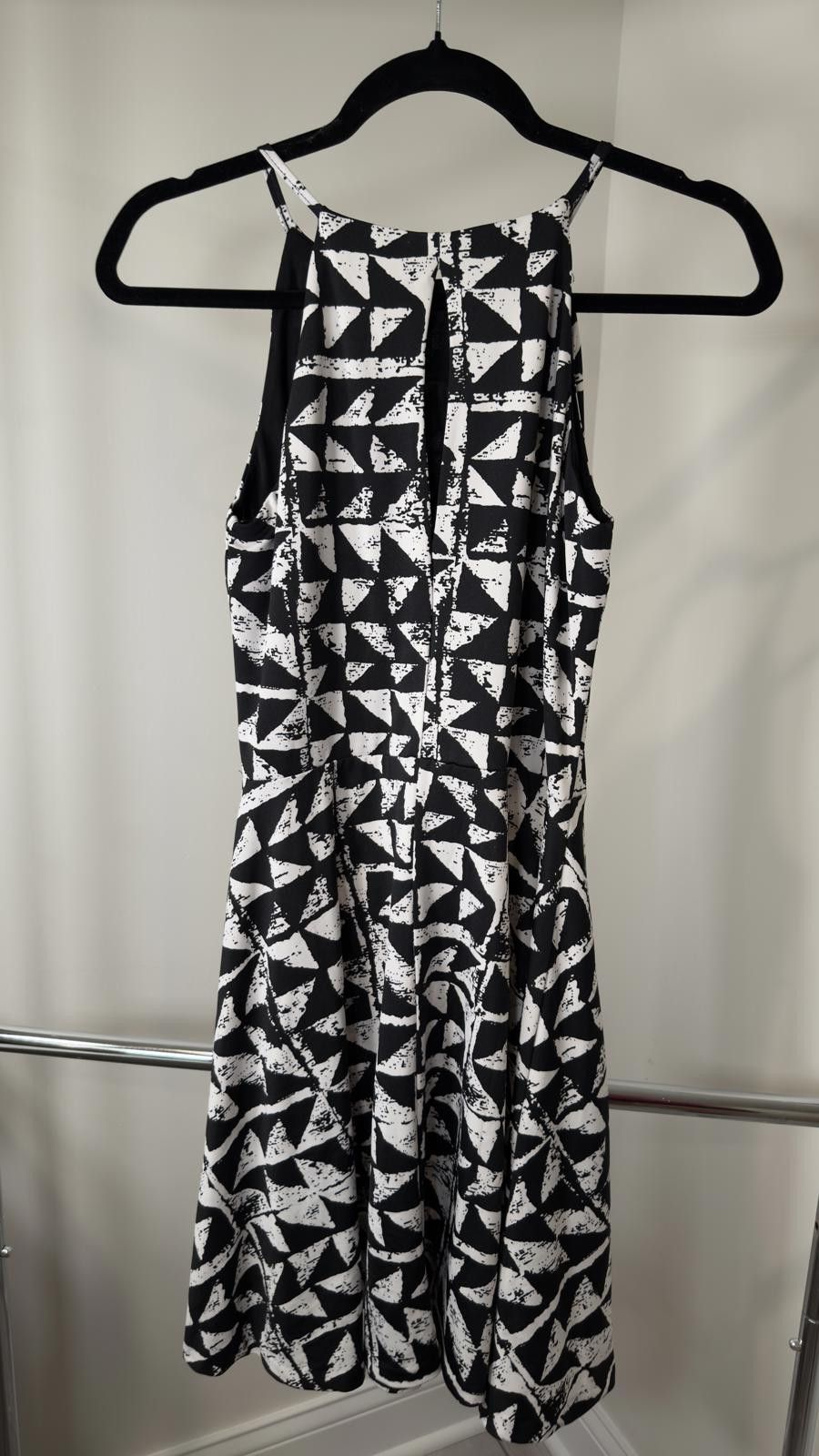 Bar III Stylish Black & White Geometric Dress by bar iii - Size L Size L / US 10 / IT 46 - 2 Thumbnail
