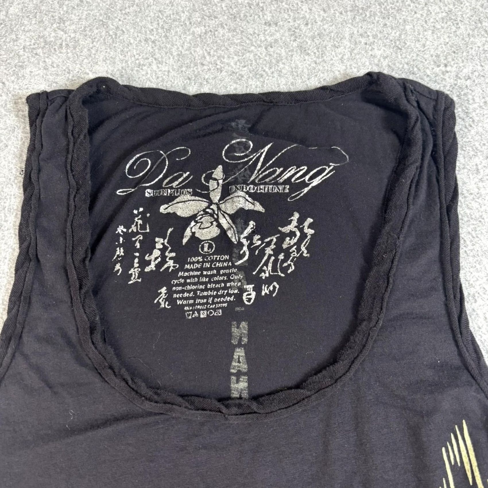 Vintage Da-Nang Dress Women Large Black Jersey Gold Graphic Eagle Asian Script Y2K Tank Size L / US 10 / IT 46 - 3 Thumbnail
