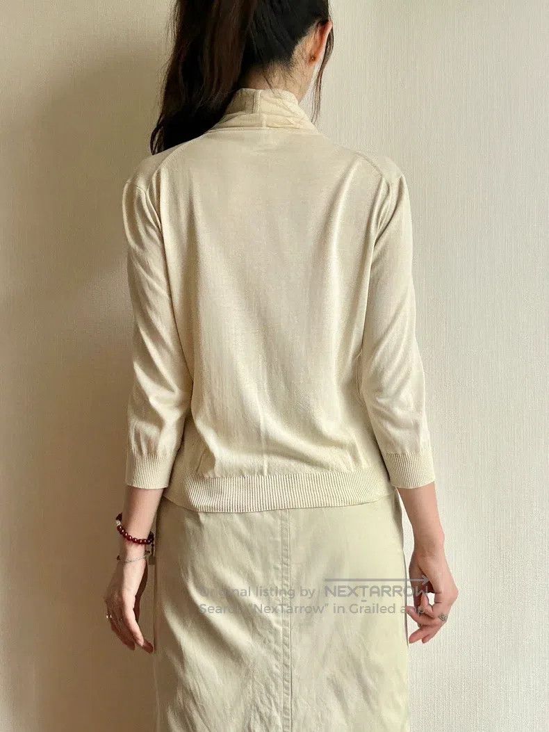 Hermes Hermes Scarf Decorated Knitted Cardigan, Cream Beige Cotto Size XS / US 0-2 / IT 36-38 - 9 Thumbnail