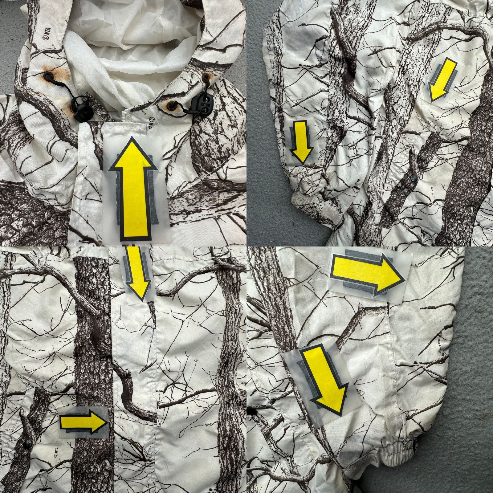 Vintage VINTAGE Huntworth White Tree Camo Lightweight Hooded Jacket Mens Large Full Zip Size US L / EU 52-54 / 3 - 8 Thumbnail