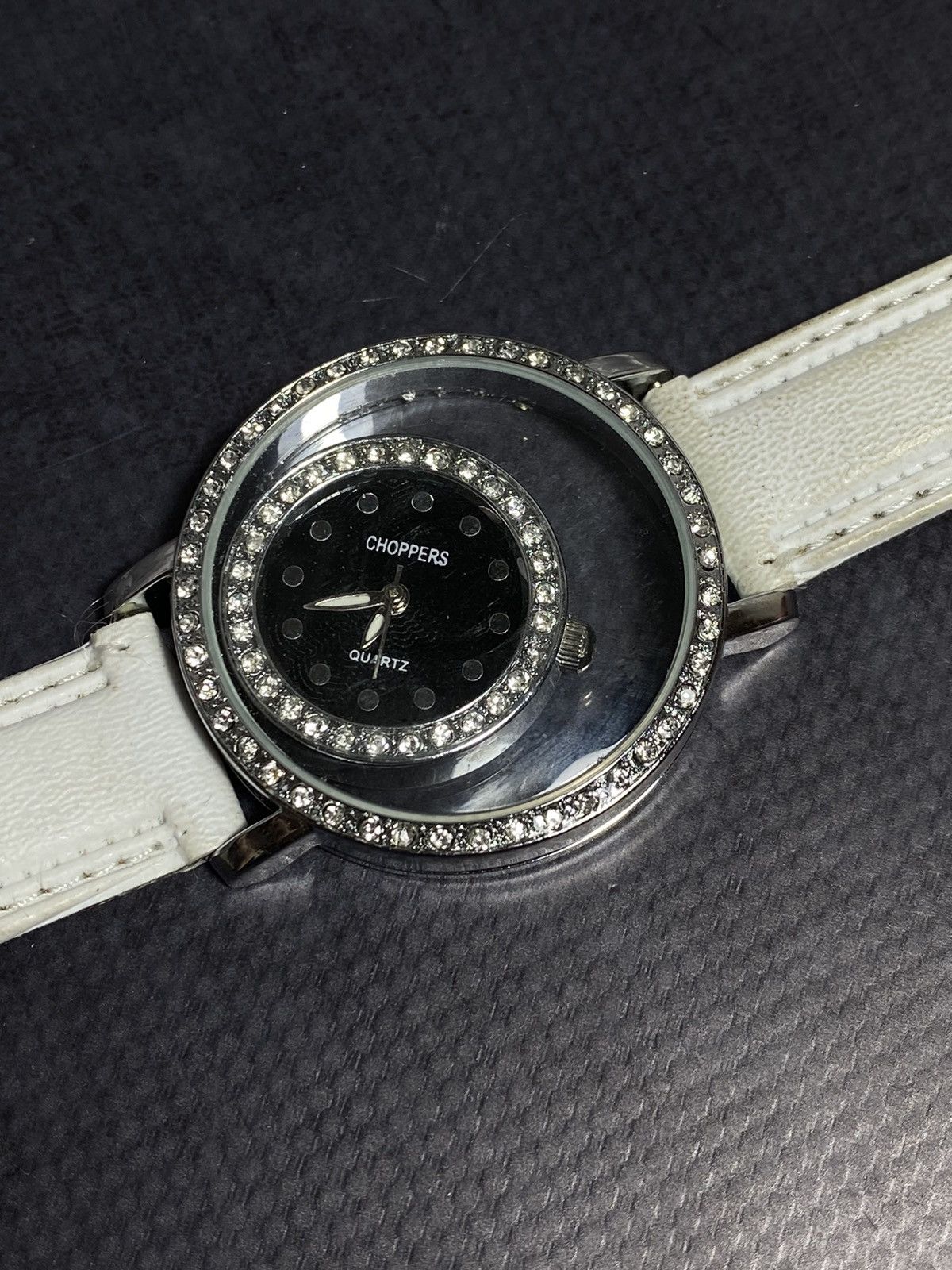 Jewelry × Vintage Choppers Floating Dial Crystal Watch White Elegance ⌚ Size ONE SIZE - 10 Thumbnail
