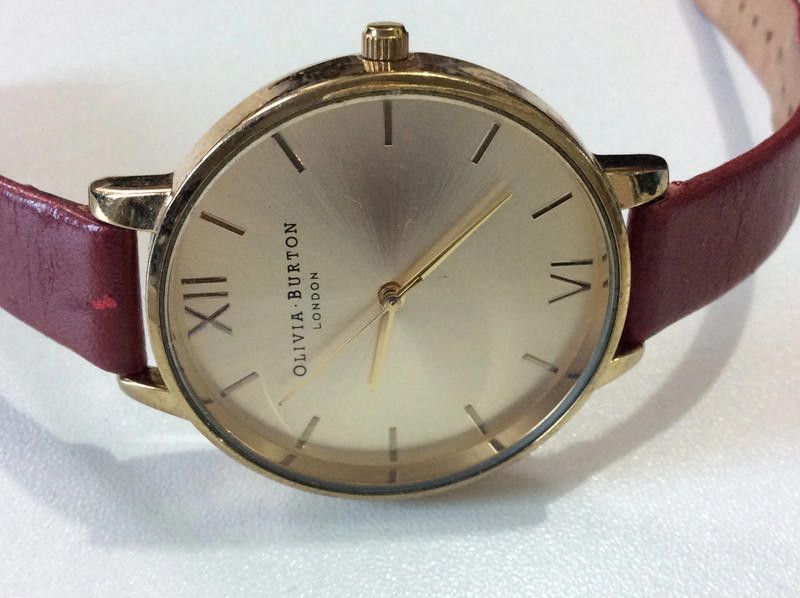Designer Olivia ladies gold dial red leather strap watch used Size ONE SIZE - 1 Thumbnail