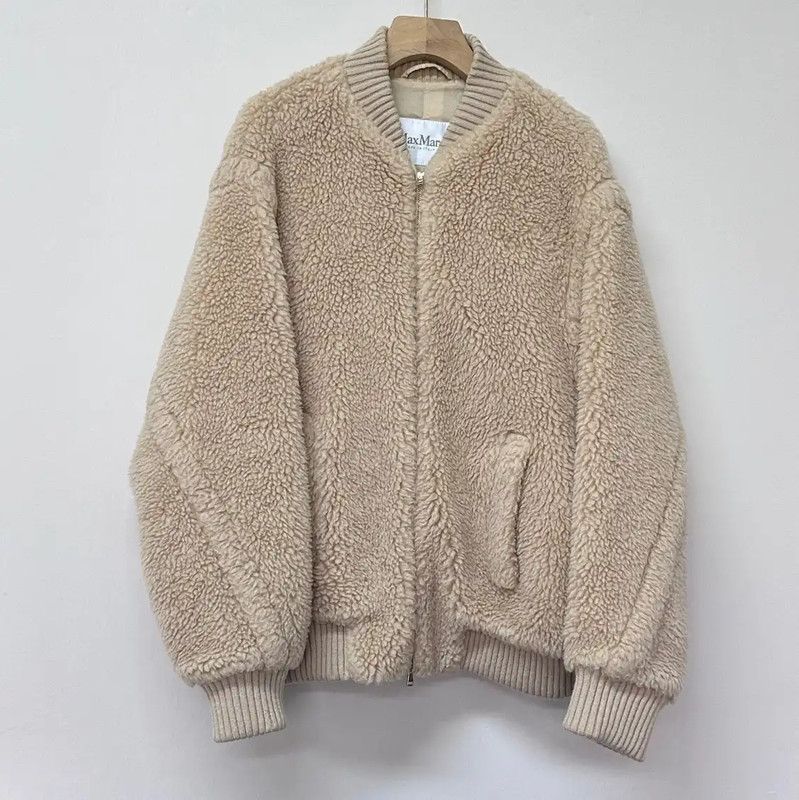 Max Mara MaxMara Beige Shearling Women's Cotton Jacket 0089 Size M / US 6-8 / IT 42-44 - 1 Thumbnail